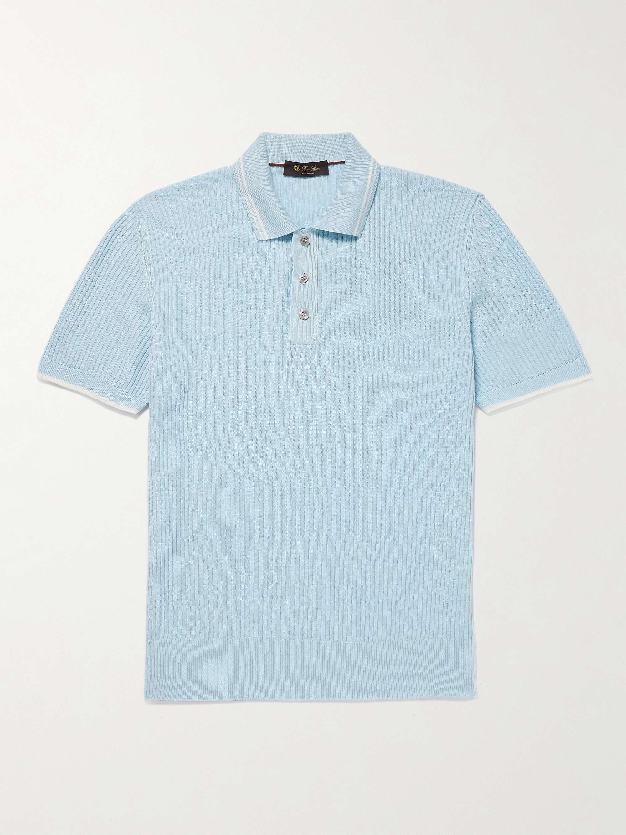 LORO PIANA Slim-Fit Ribbed Linen Polo Shirt