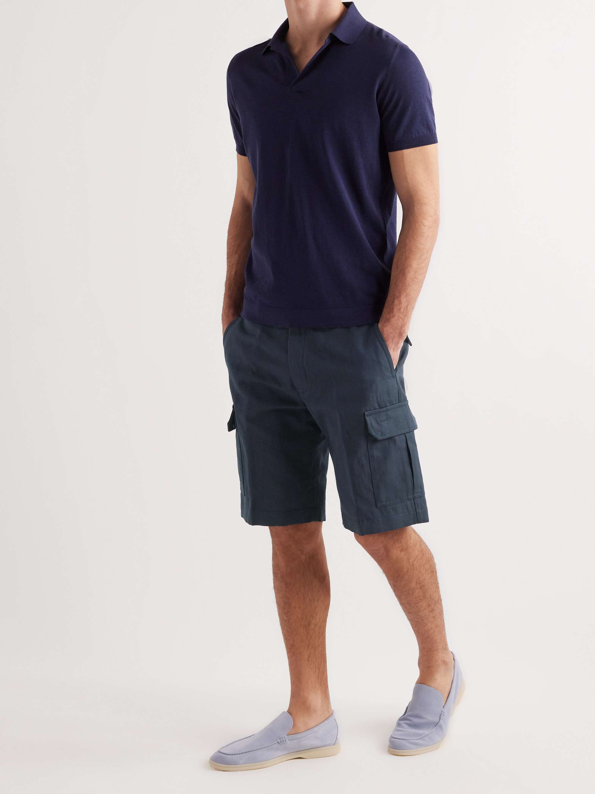 LORO PIANA Straight-Leg Cotton and Linen-Blend Cargo Shorts