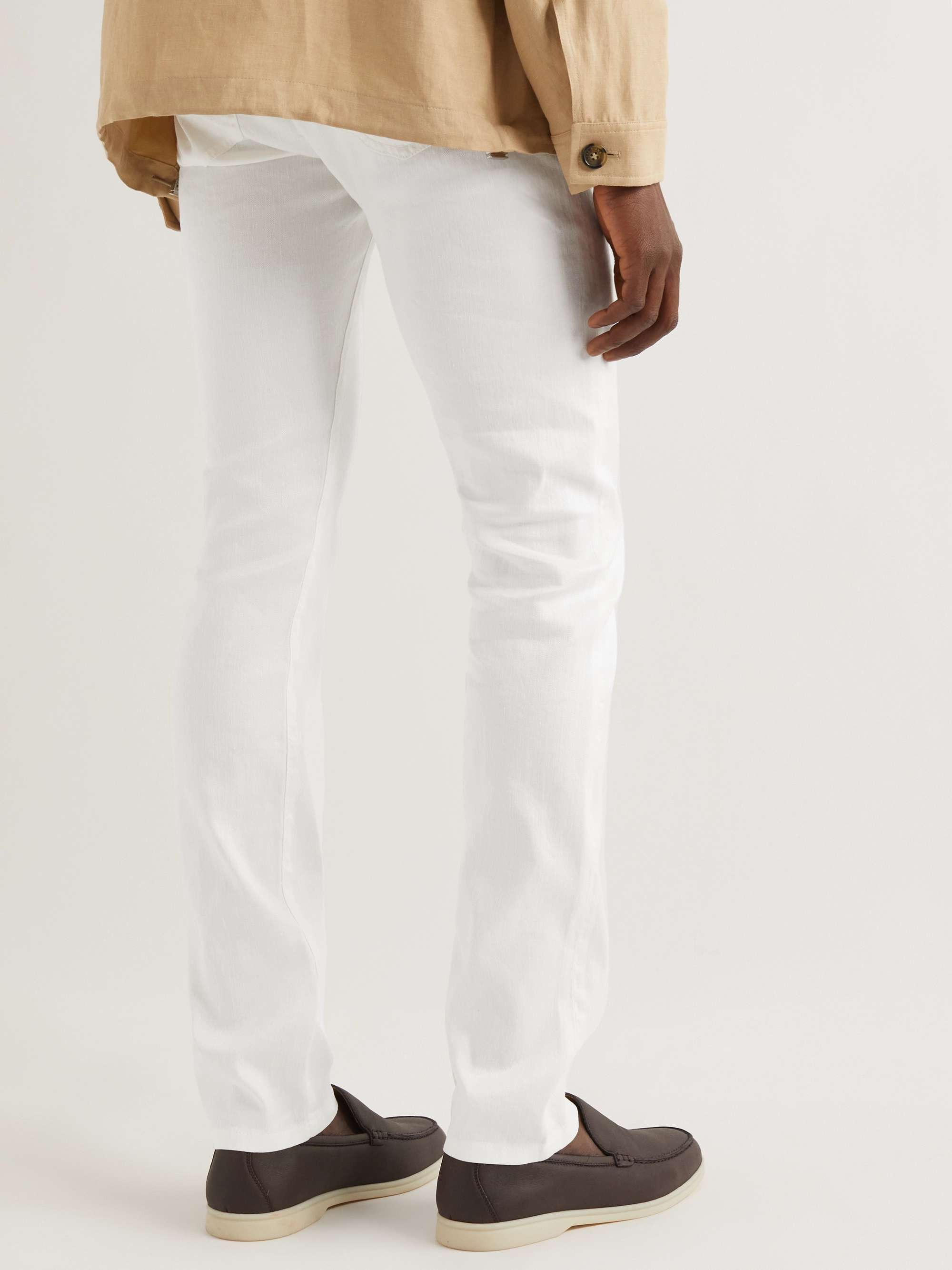 White Slim-Fit Linen-Blend Twill Trousers | LORO PIANA | MR PORTER