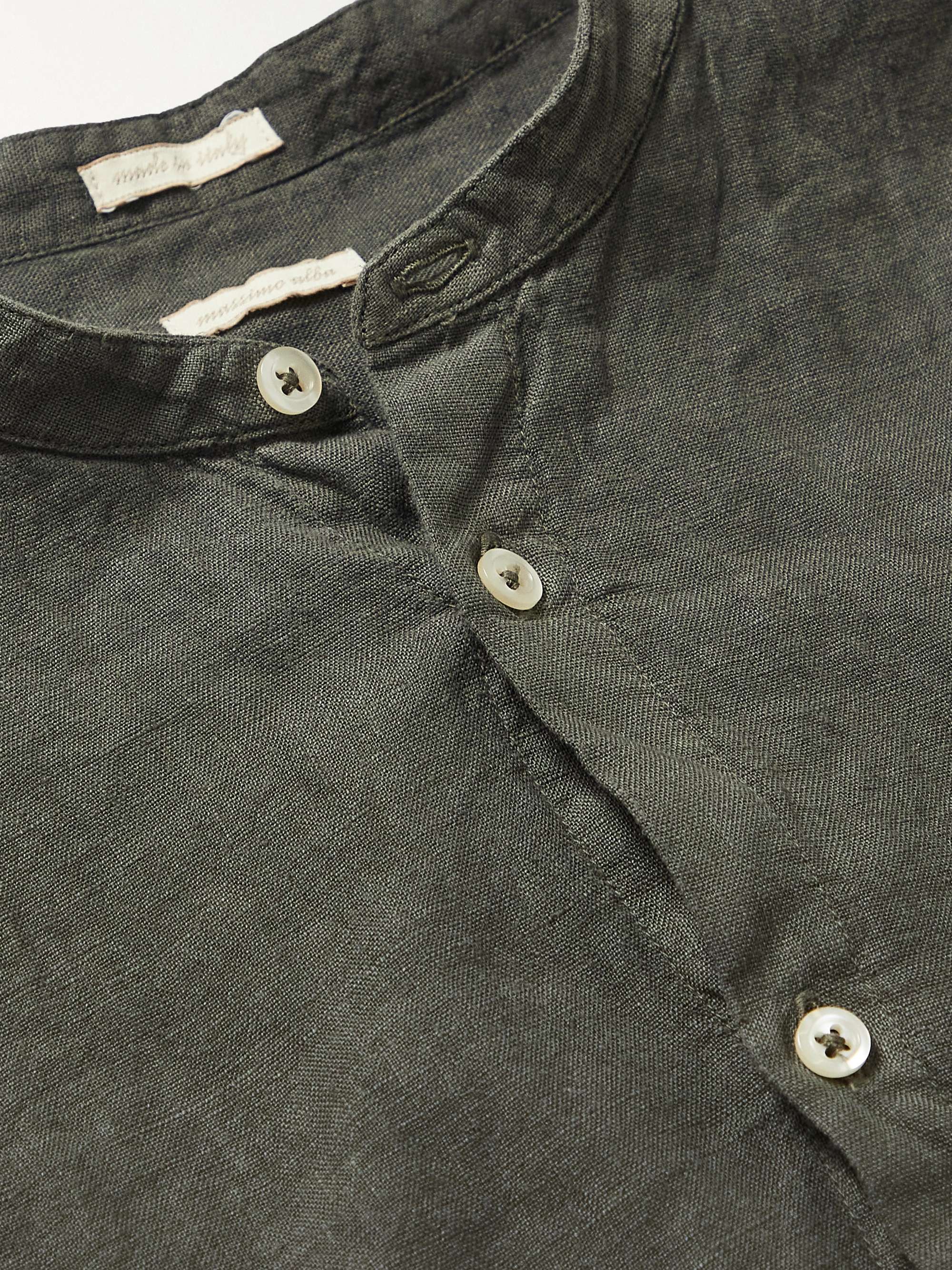 MASSIMO ALBA Grandad-Collar Linen-Gauze Shirt