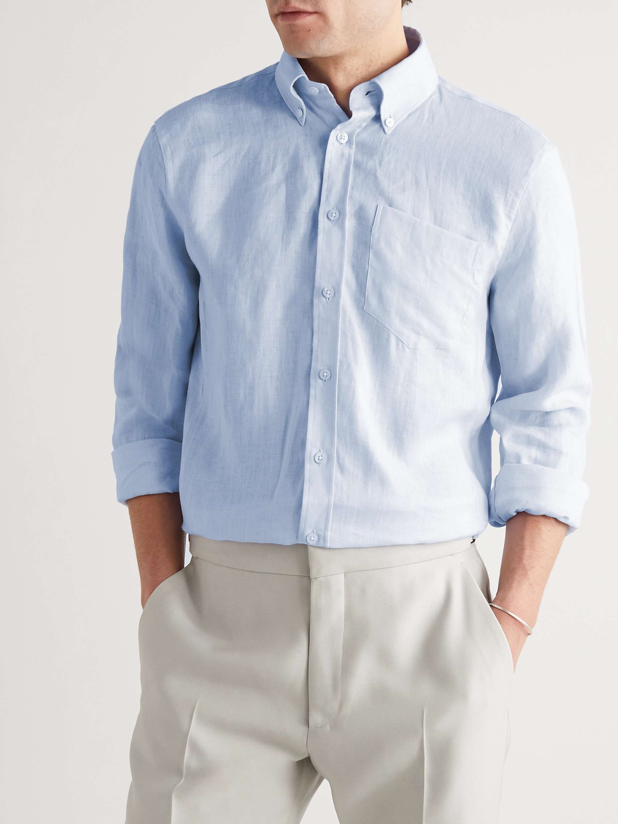 PURDEY Button-Down Collar Linen Shirt