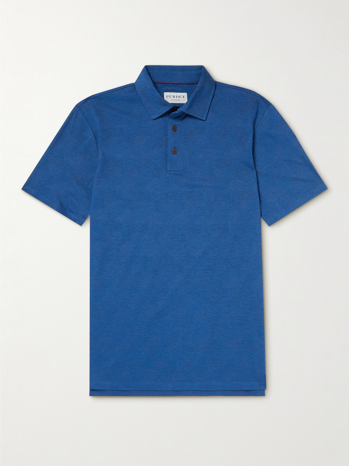 Purdey Cotton-piqué Jacquard Polo Shirt In Blue
