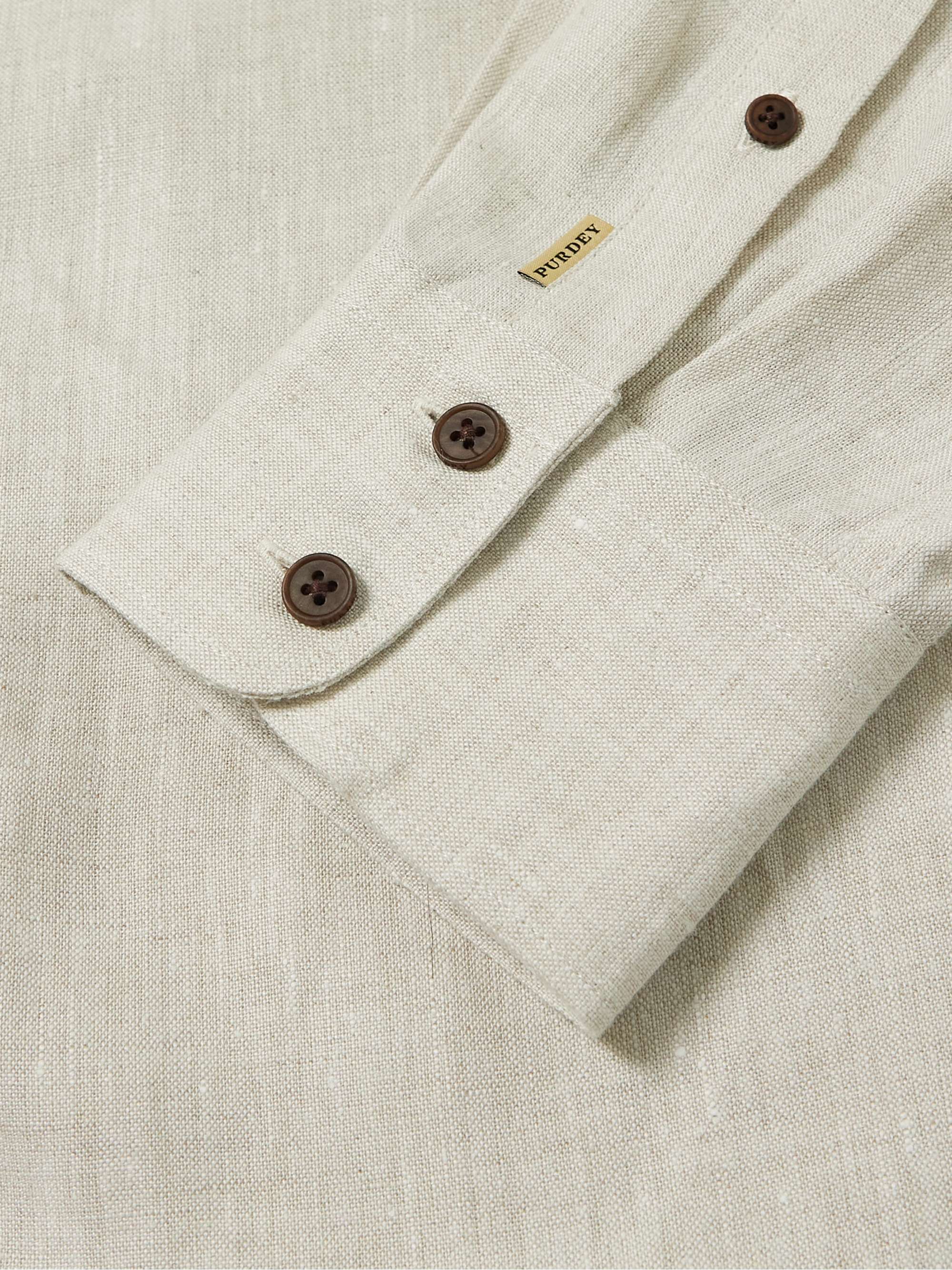 PURDEY Button-Down Collar Linen Shirt