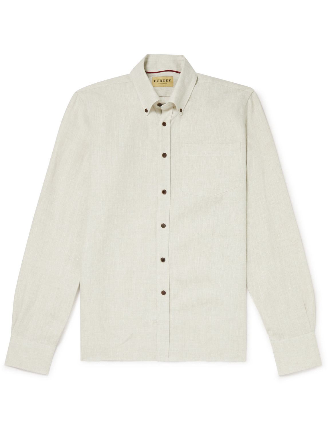 Purdey Button-down Collar Linen Shirt In Neutrals