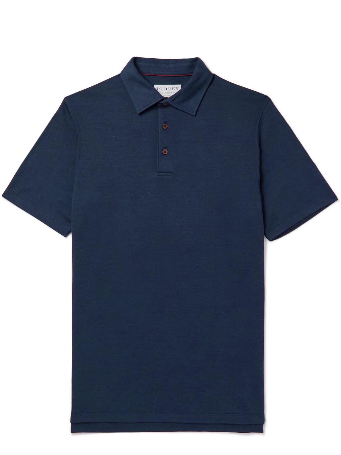 Purdey Berkshire Slim-fit Cotton-blend Piqué Polo Shirt In Blue
