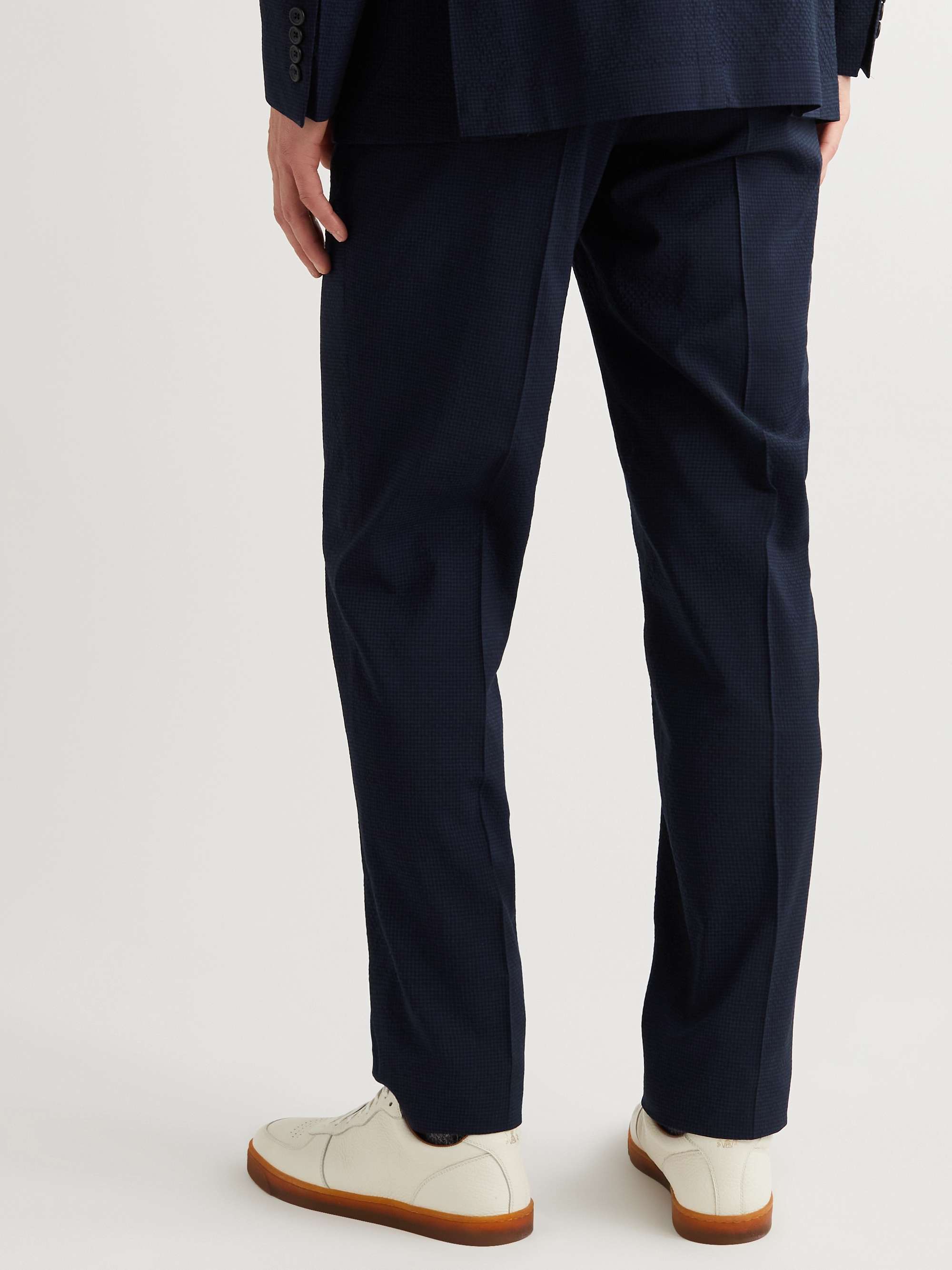 RICHARD JAMES Active Straight-Leg Wool-Blend Seersucker Suit Trousers