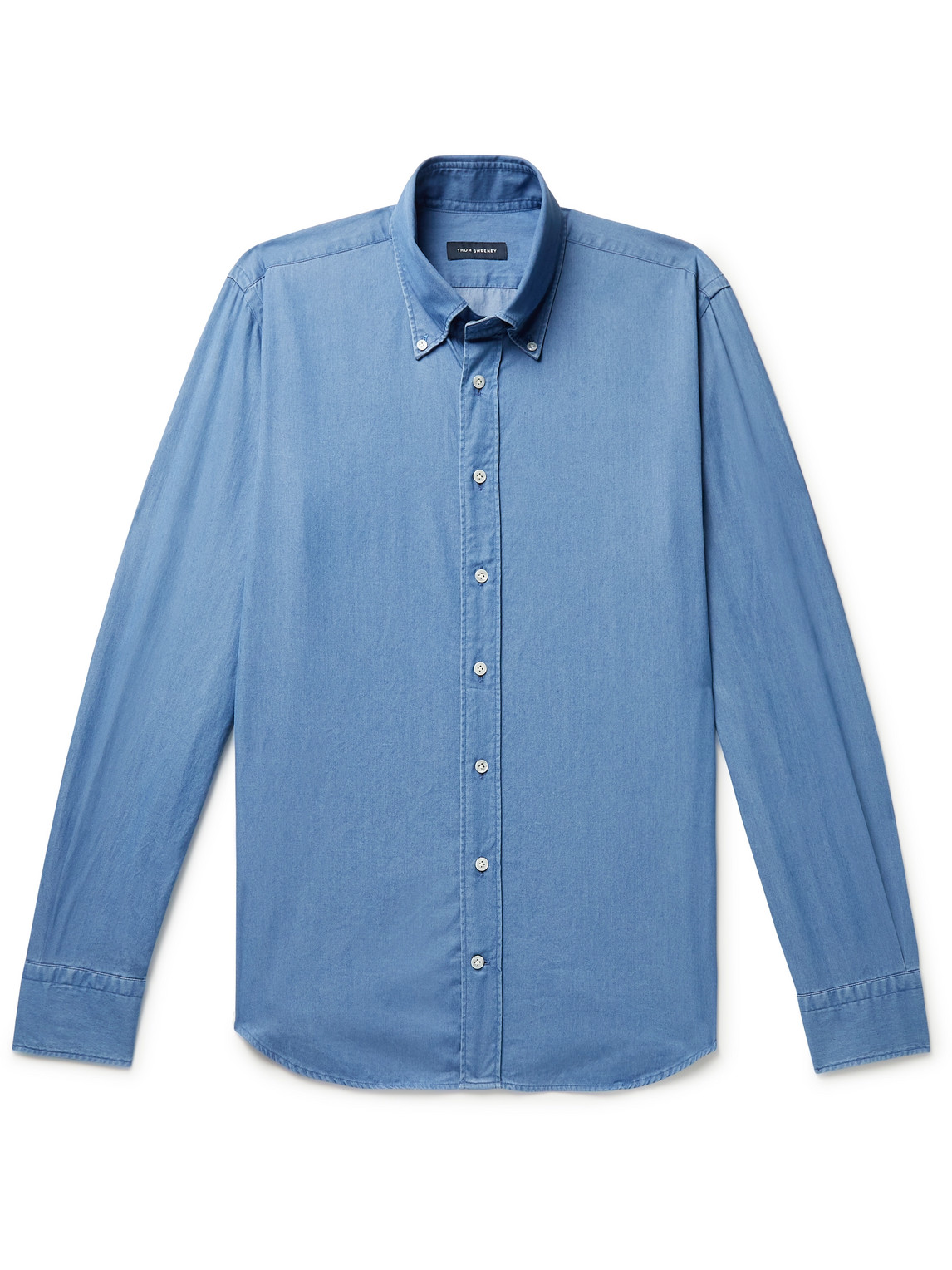 THOM SWEENEY BUTTON-DOWN COLLAR COTTON-CHAMBRAY SHIRT
