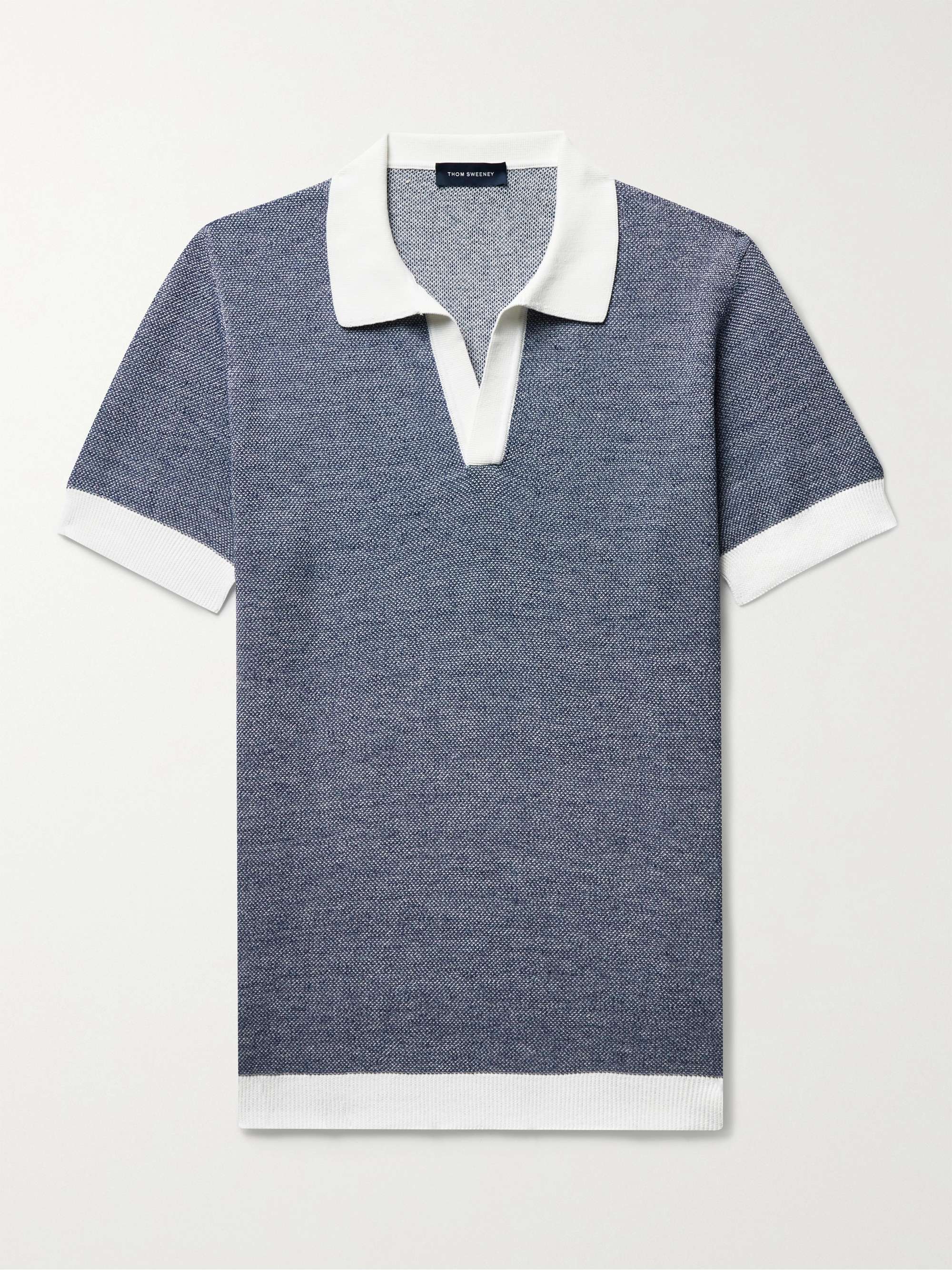 THOM SWEENEY Cotton and Linen-Blend Polo Shirt