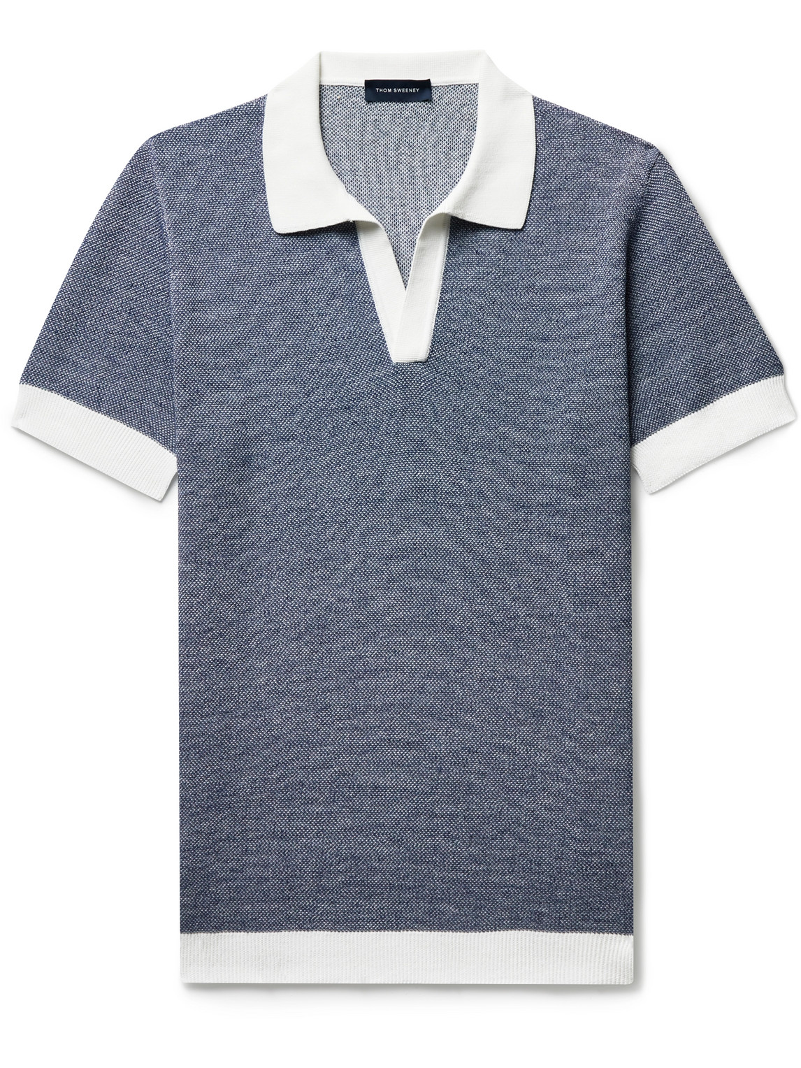 THOM SWEENEY COTTON AND LINEN-BLEND POLO SHIRT