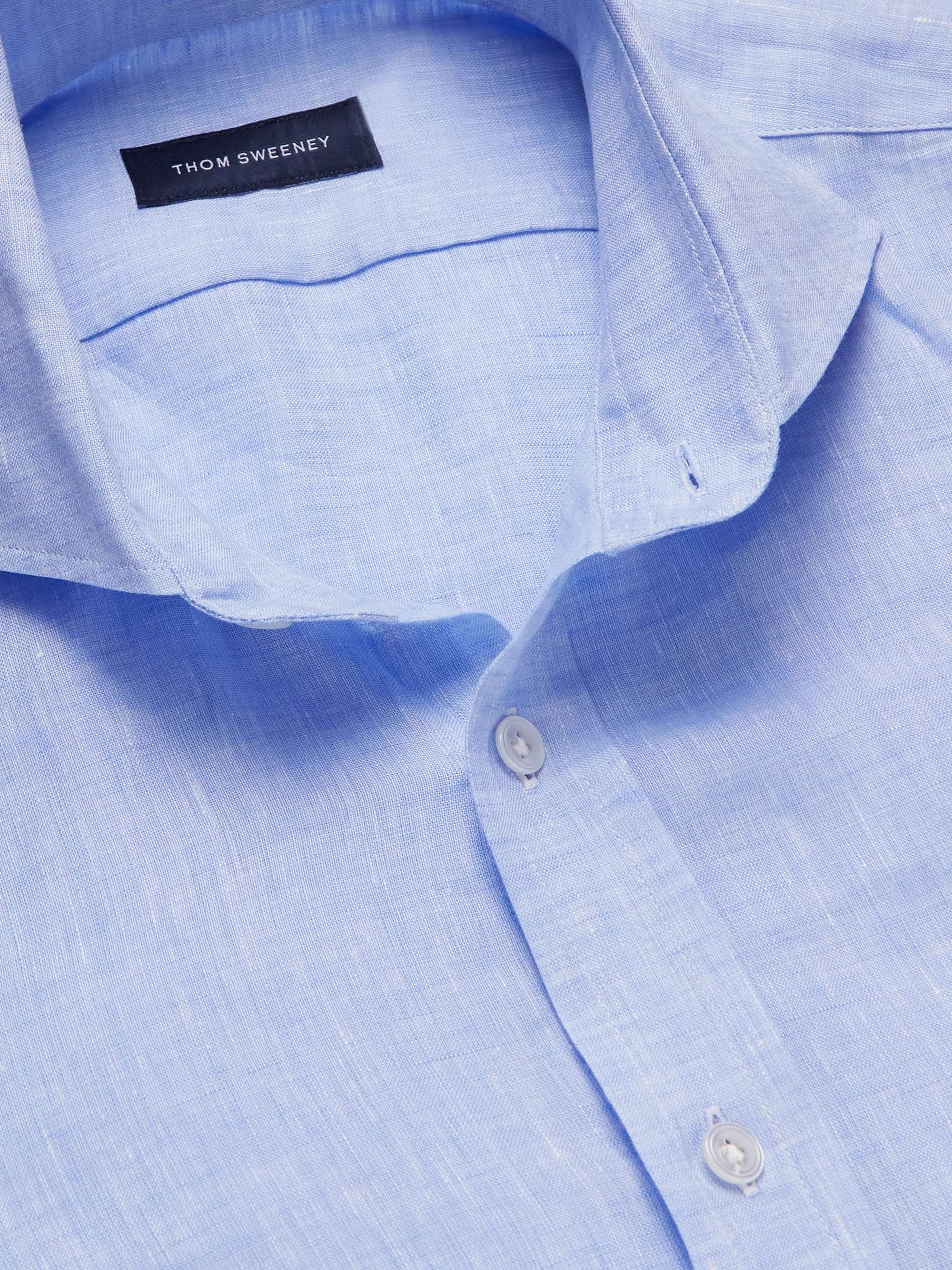 THOM SWEENEY Slim-Fit Cutaway-Collar Linen Shirt