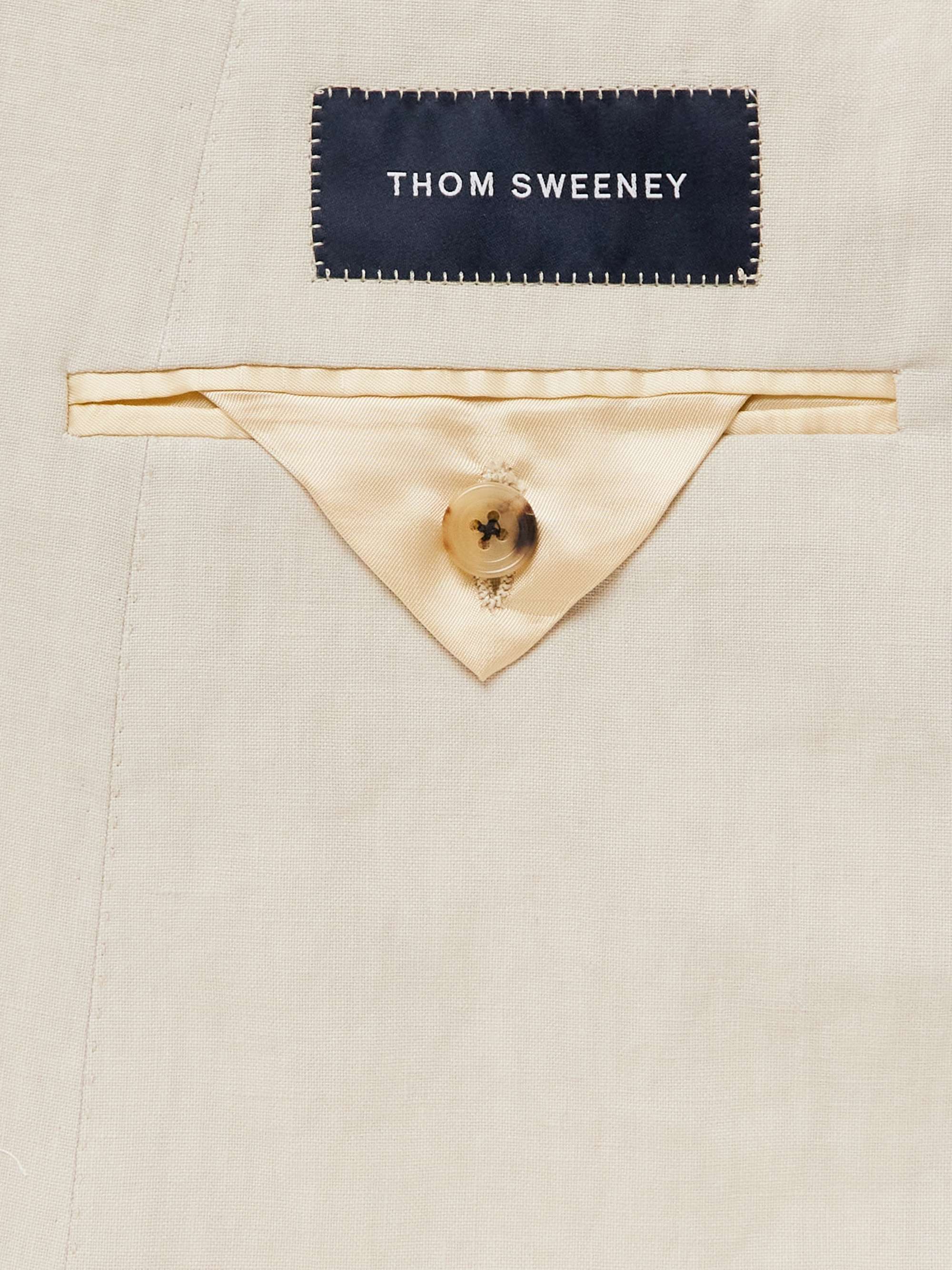 THOM SWEENEY Double-Breasted Linen Suit Jacket