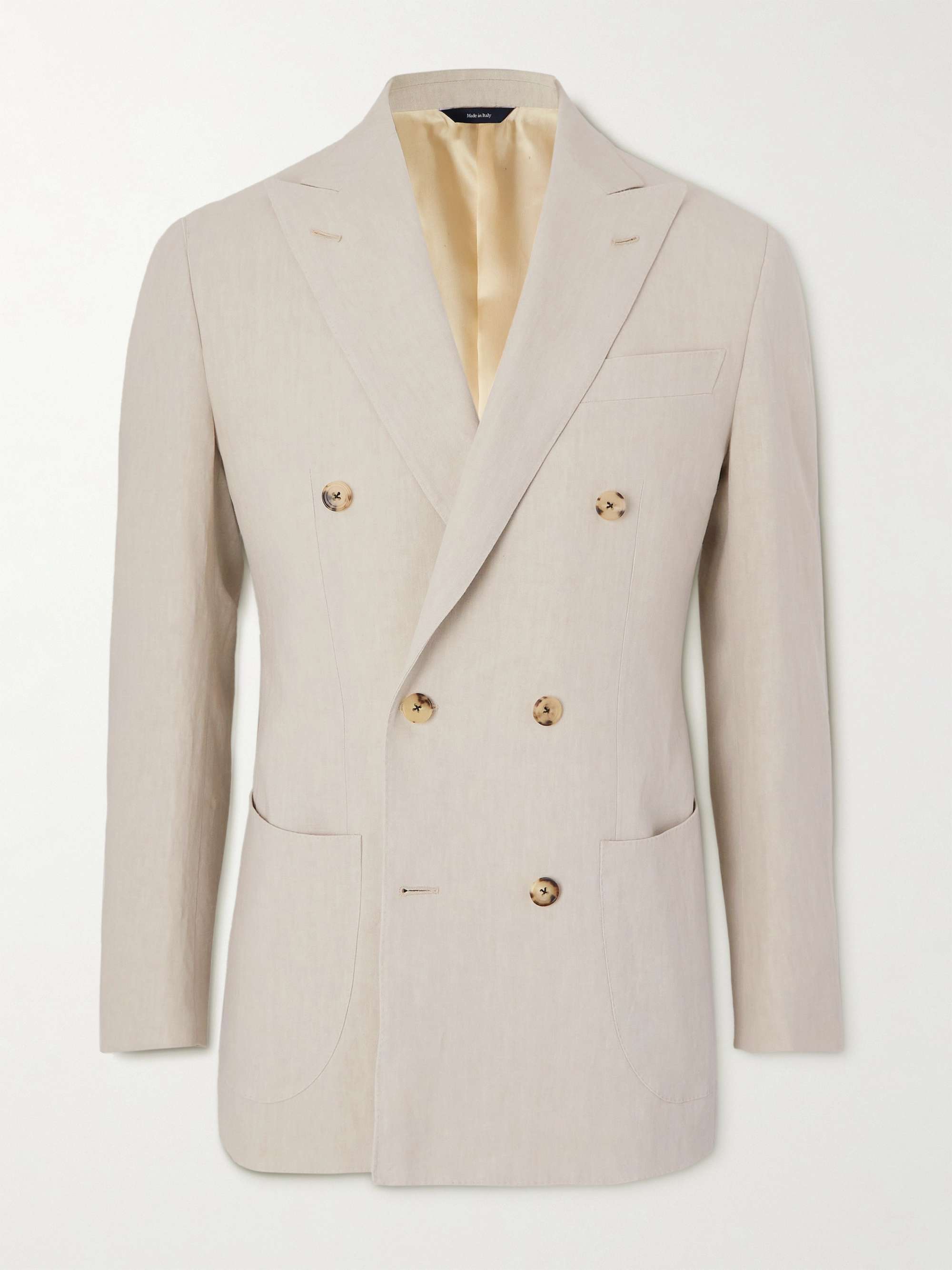 THOM SWEENEY Double-Breasted Linen Suit Jacket