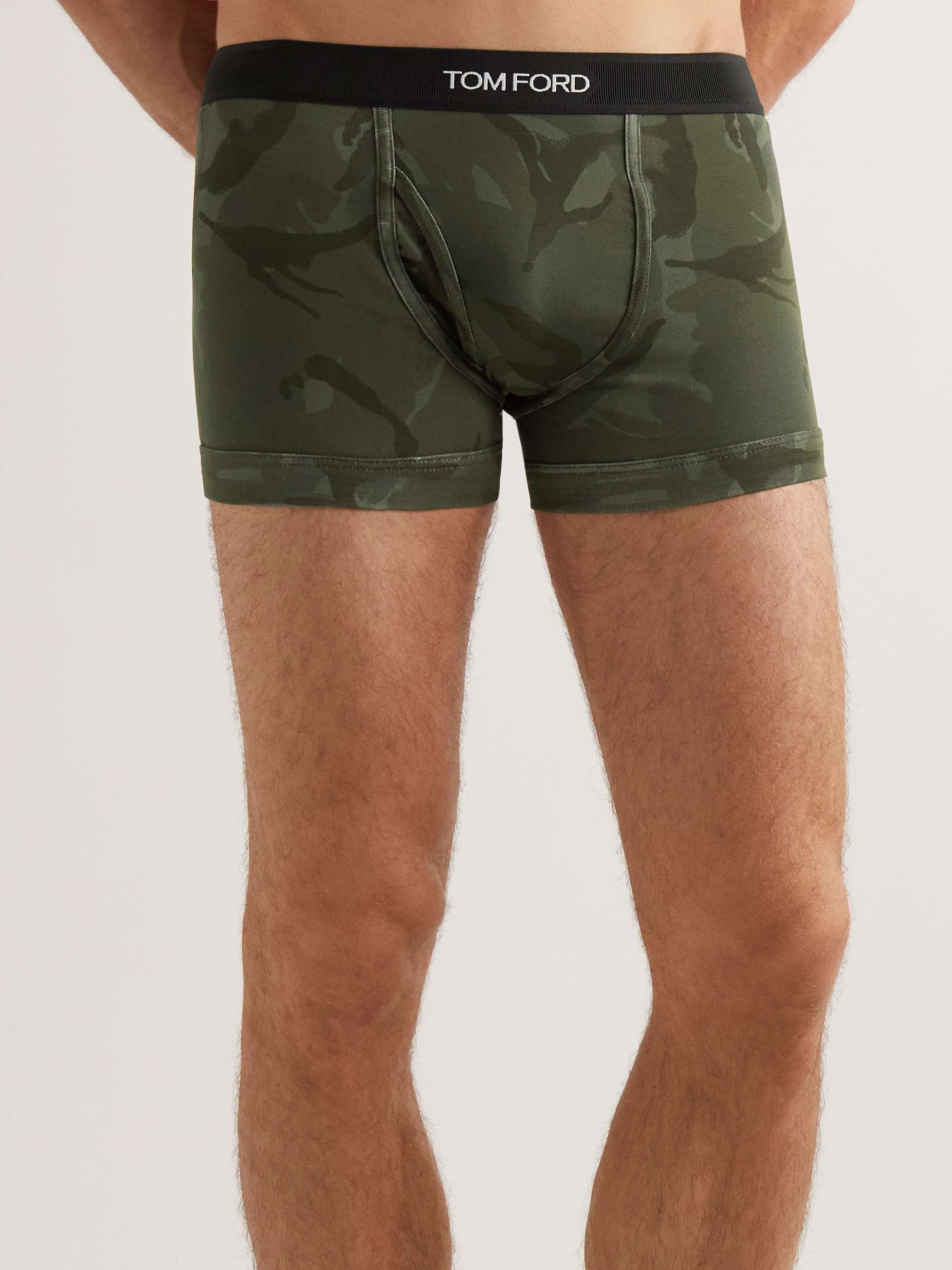 Tom Ford Camouflage-print Stretch-cotton Briefs in Green for Men Mens Clothing Underwear Boxers briefs 
