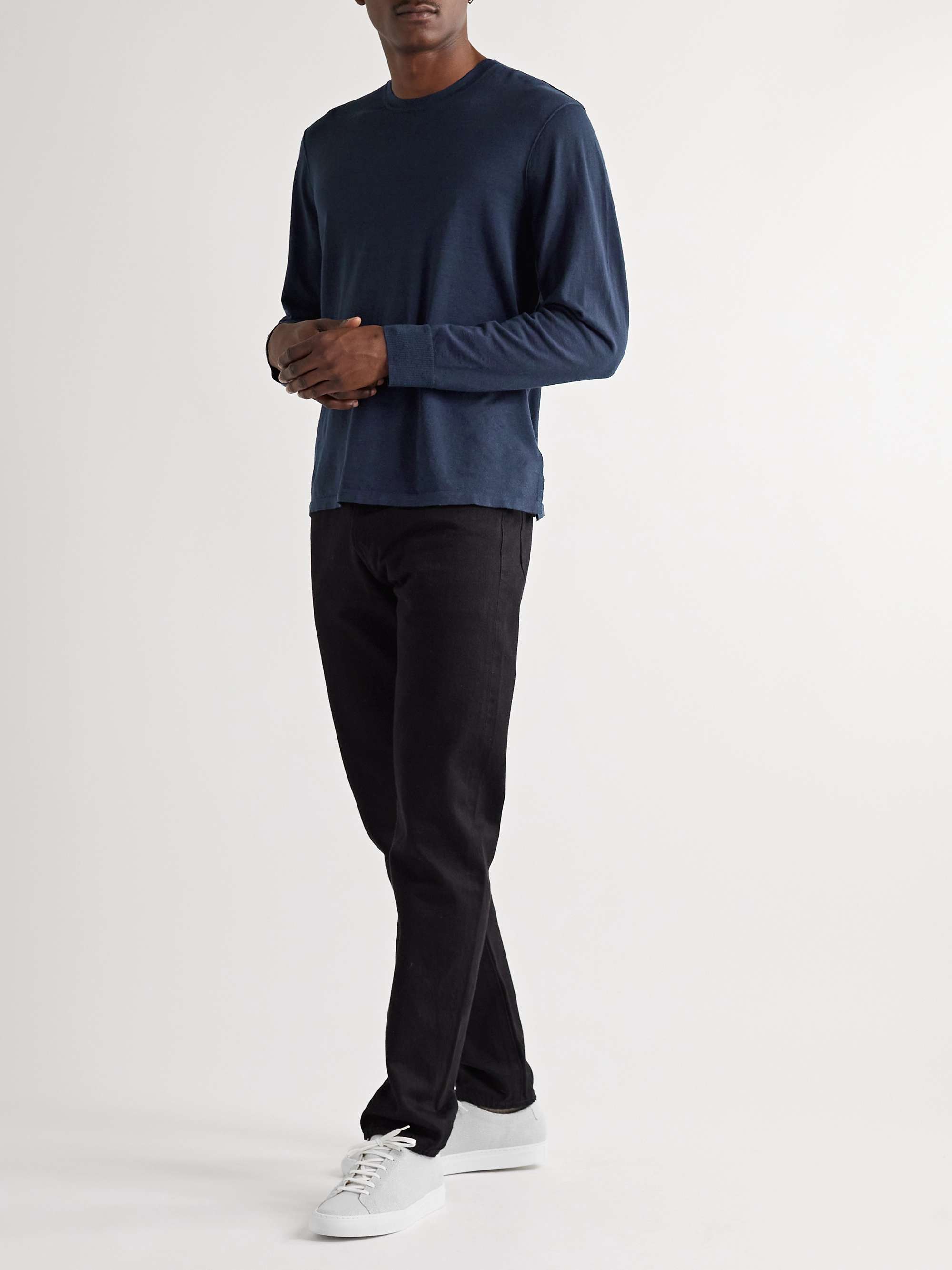 Navy Linen-Blend Sweater | JAMES PERSE | MR PORTER