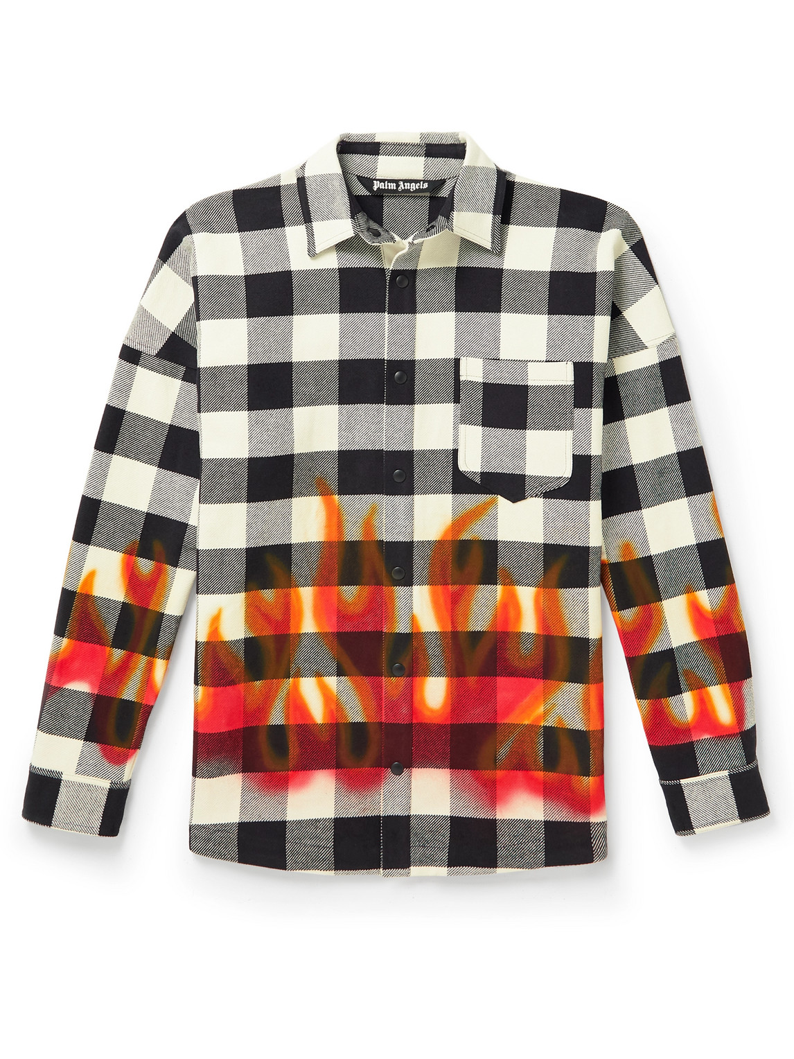 Palm Angels Airbrush Printed Checked Cotton-Twill Overshirt