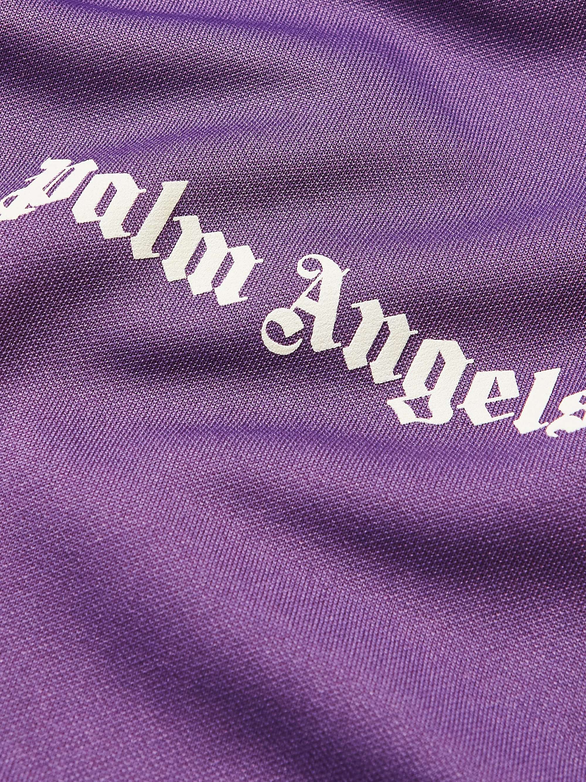 PALM ANGELS Striped Logo-Print Jersey Hoodie