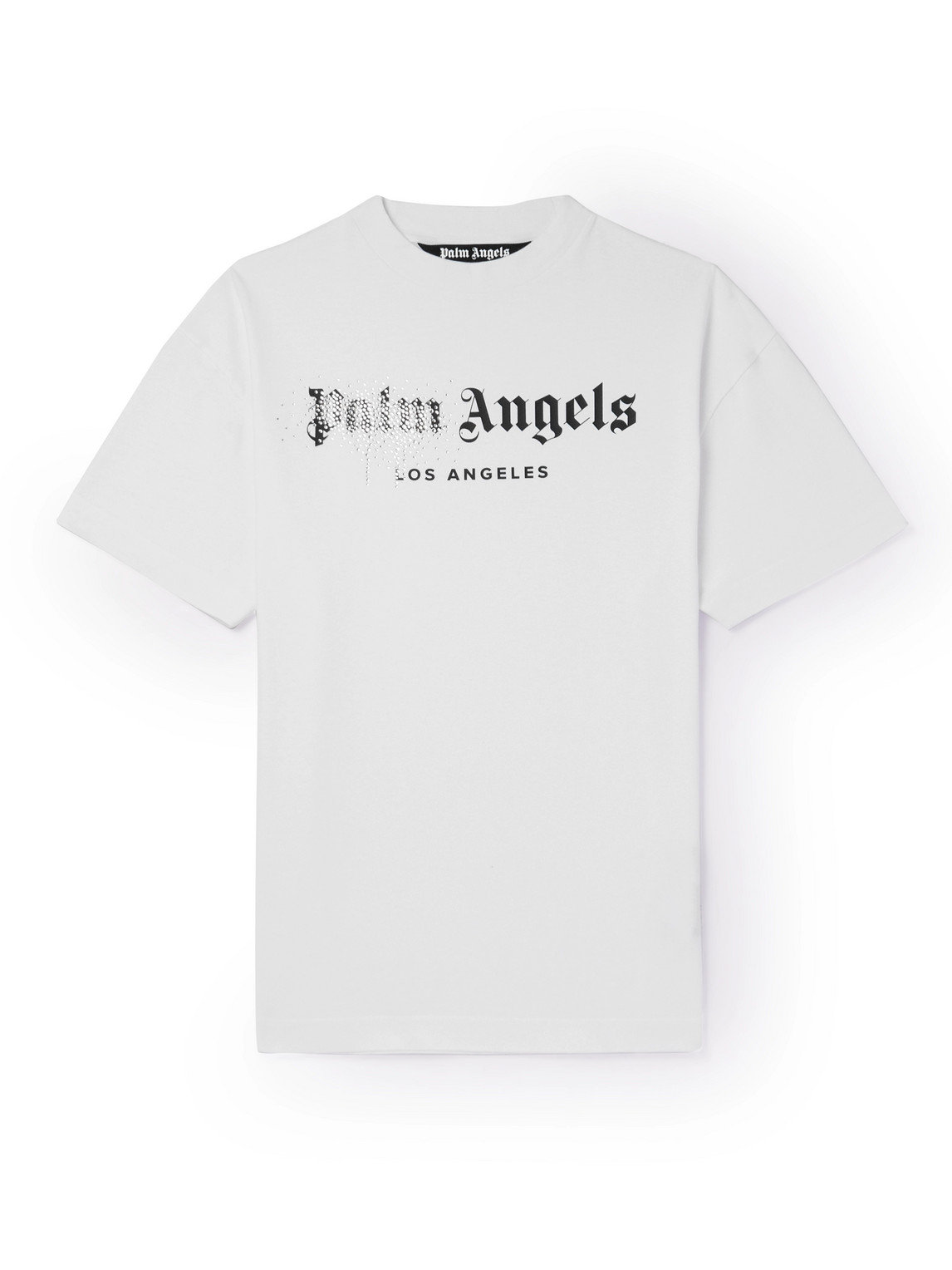 Palm Angels Logo-Print Crystal-Embellished Cotton-Jersey T-Shirt