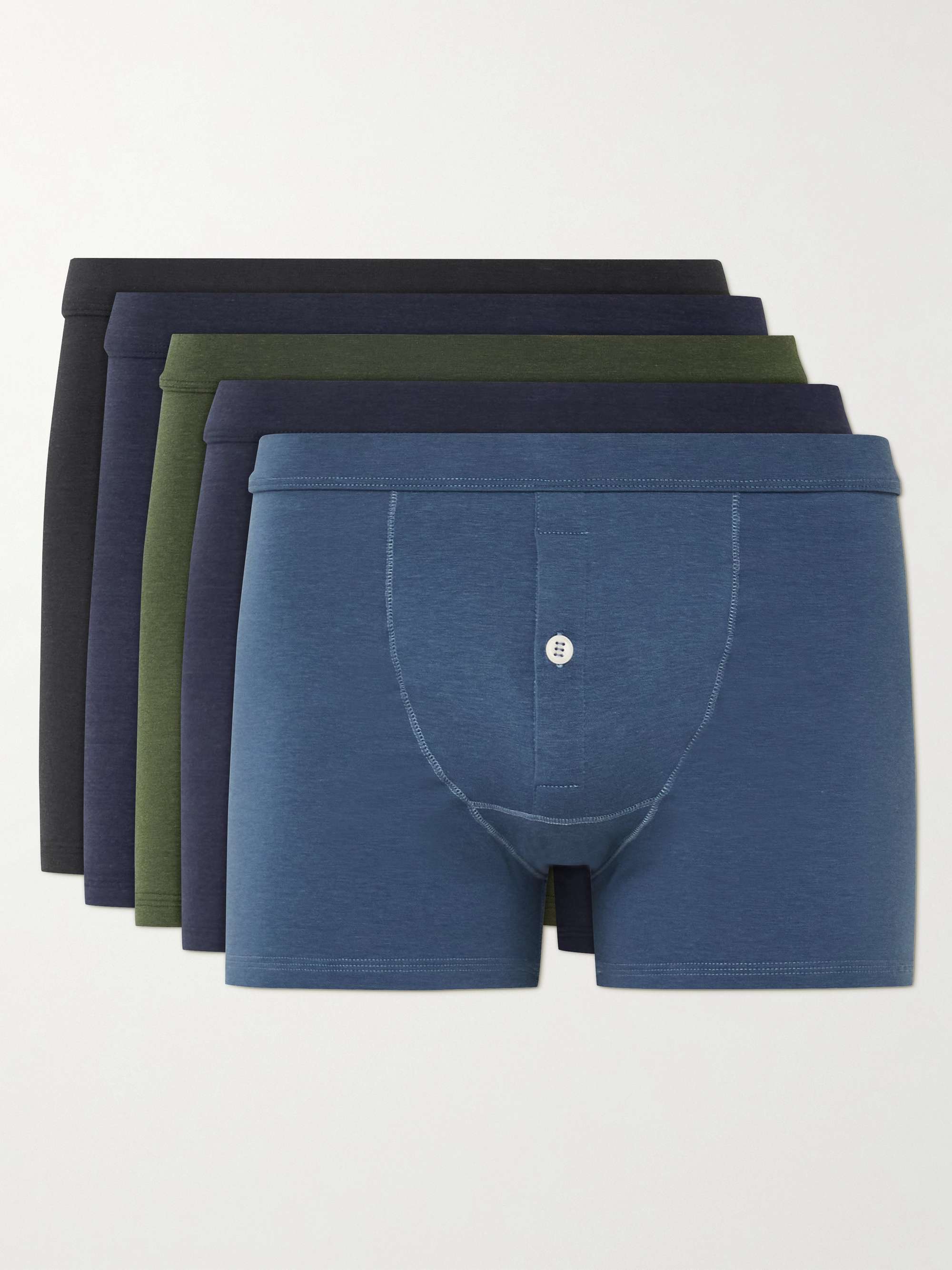 Hamilton and Hare Five-pack Seamless Cotton Boxer Briefs in Blue for Men Mens Clothing Underwear Boxers 