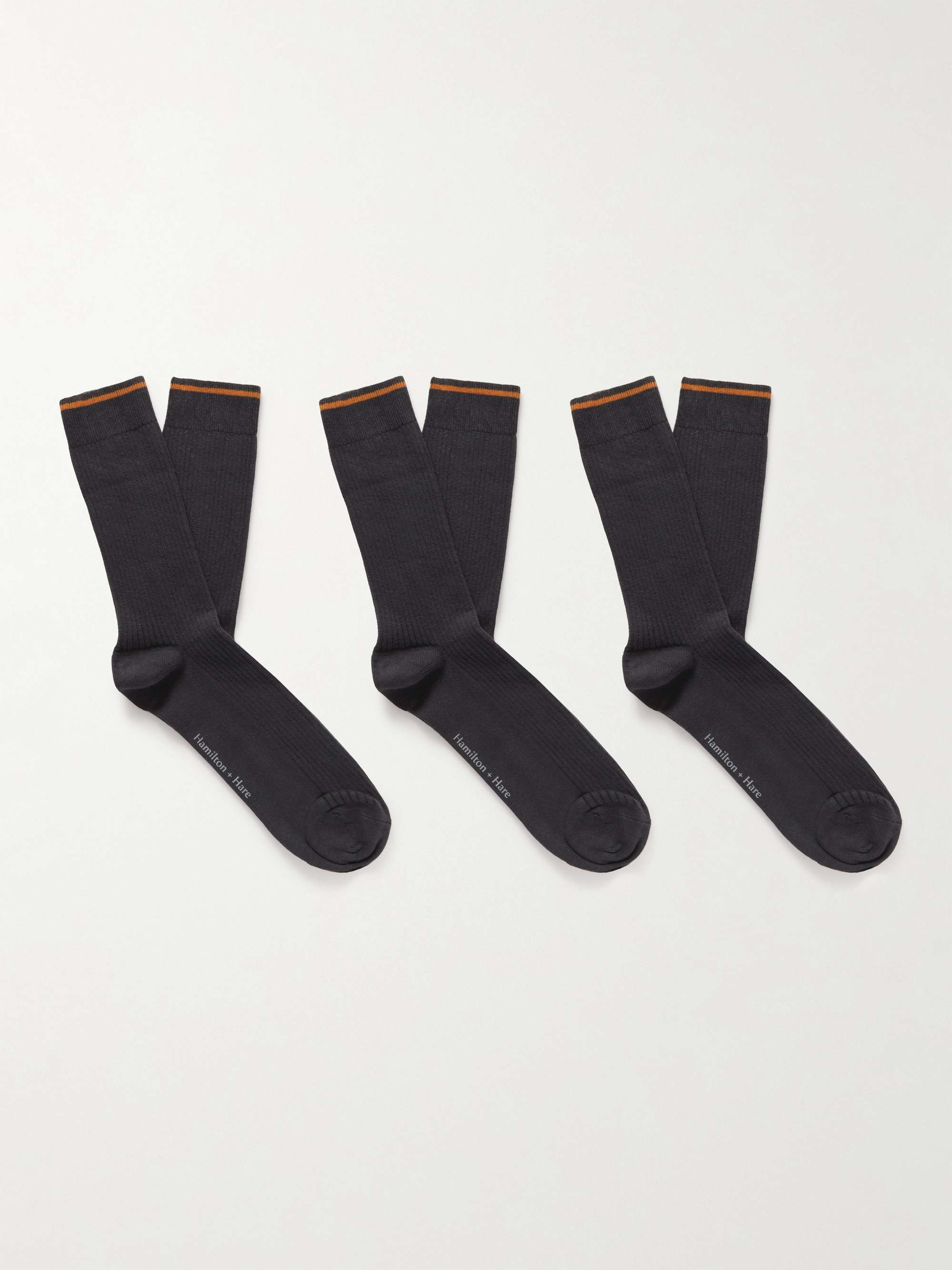 HAMILTON AND HARE The Everyday Three-Pack Cotton-Blend Socks