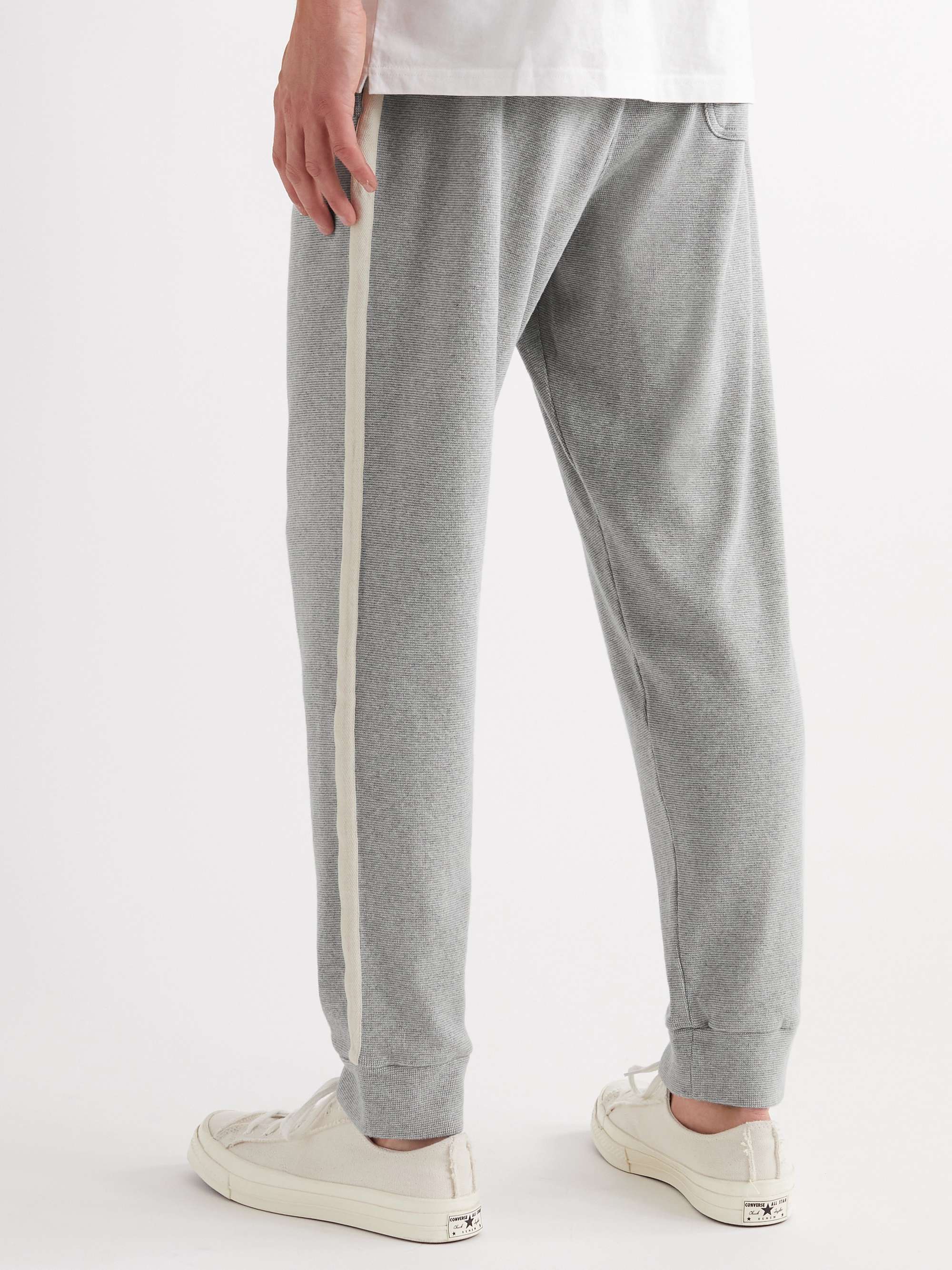 OLIVER SPENCER Slim-Fit Striped Cotton-Jersey Sweatpants