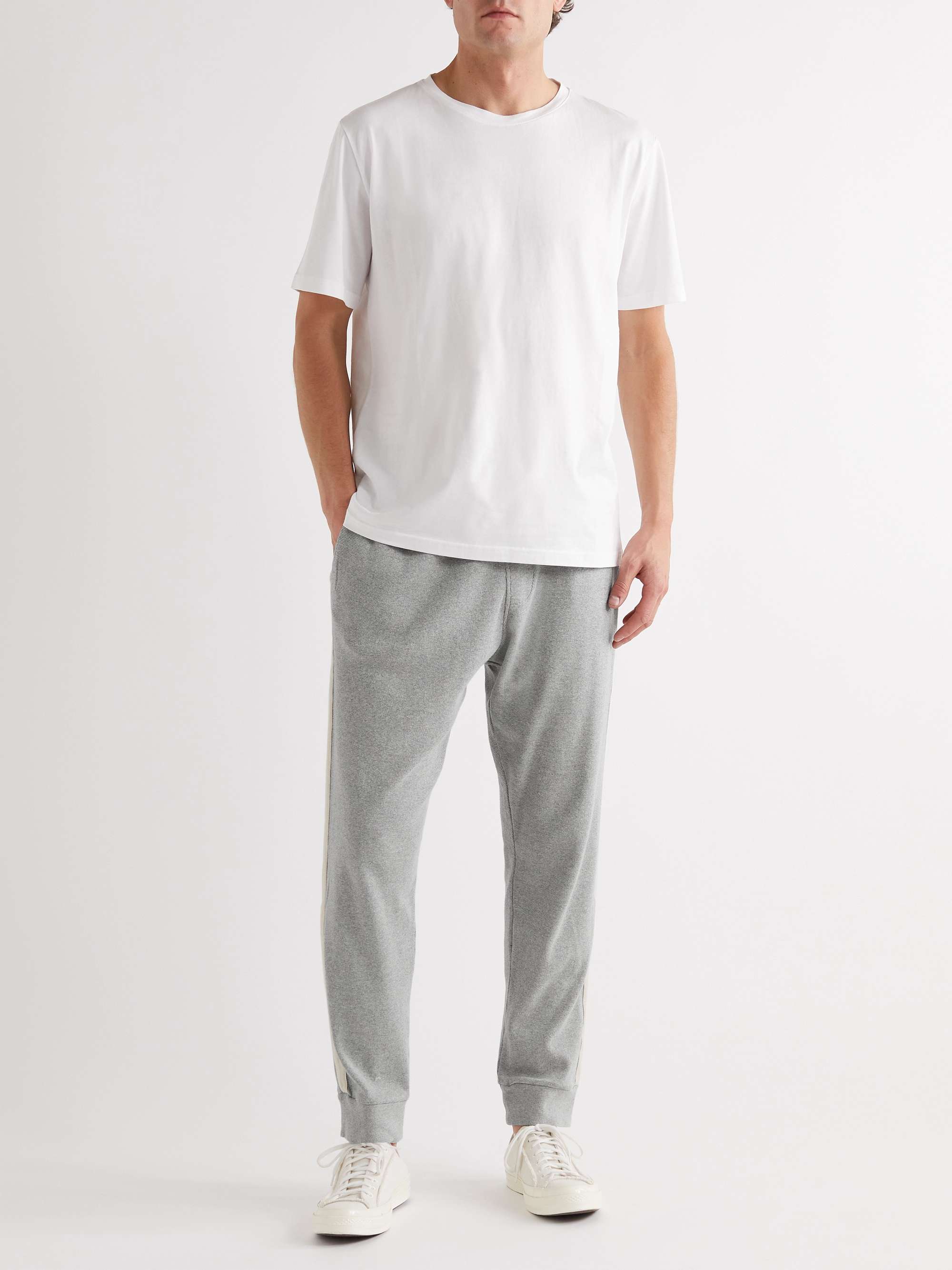 OLIVER SPENCER Slim-Fit Striped Cotton-Jersey Sweatpants