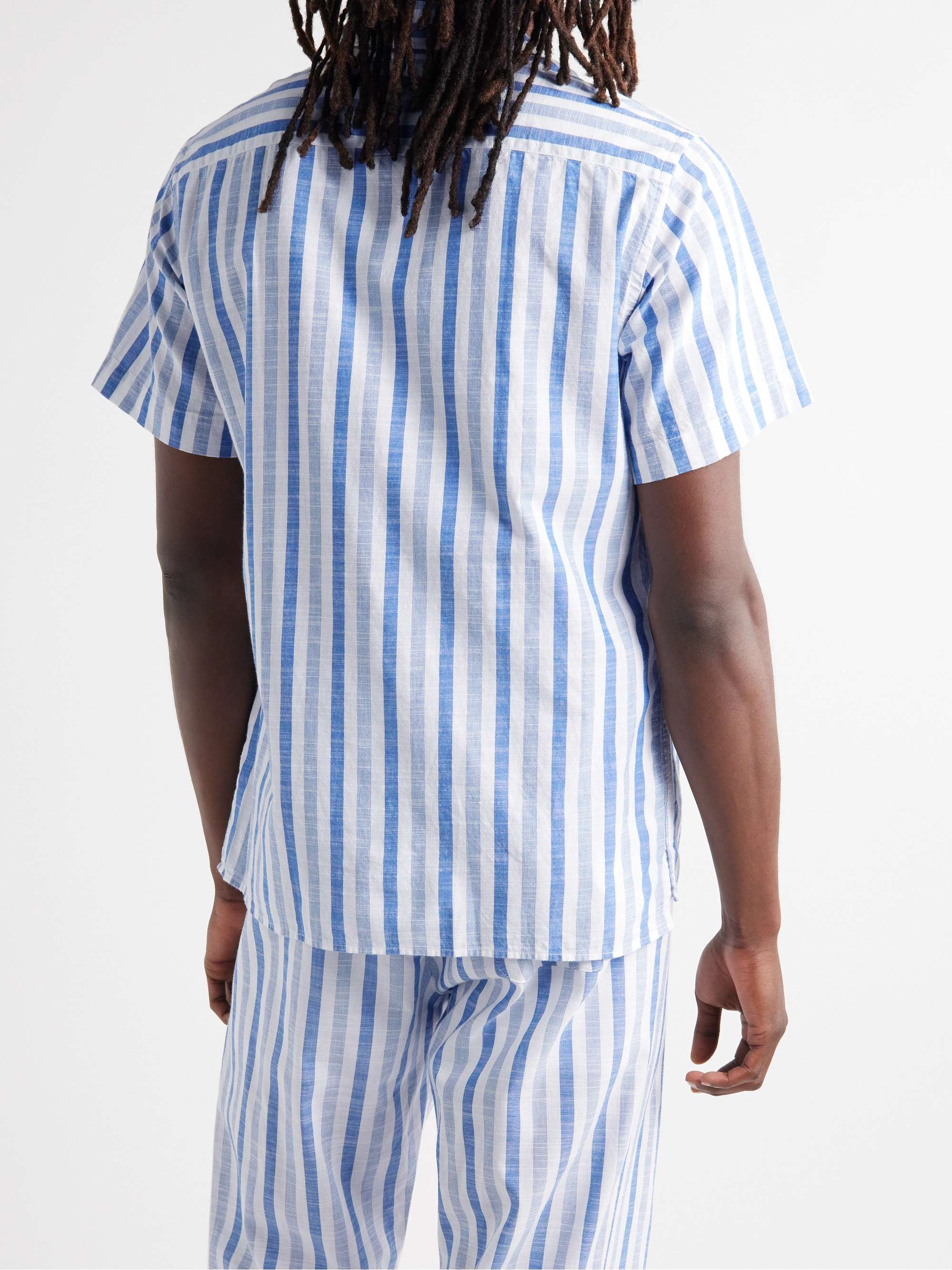 OLIVER SPENCER Striped Organic Cotton-Voile Pyjama Shirt