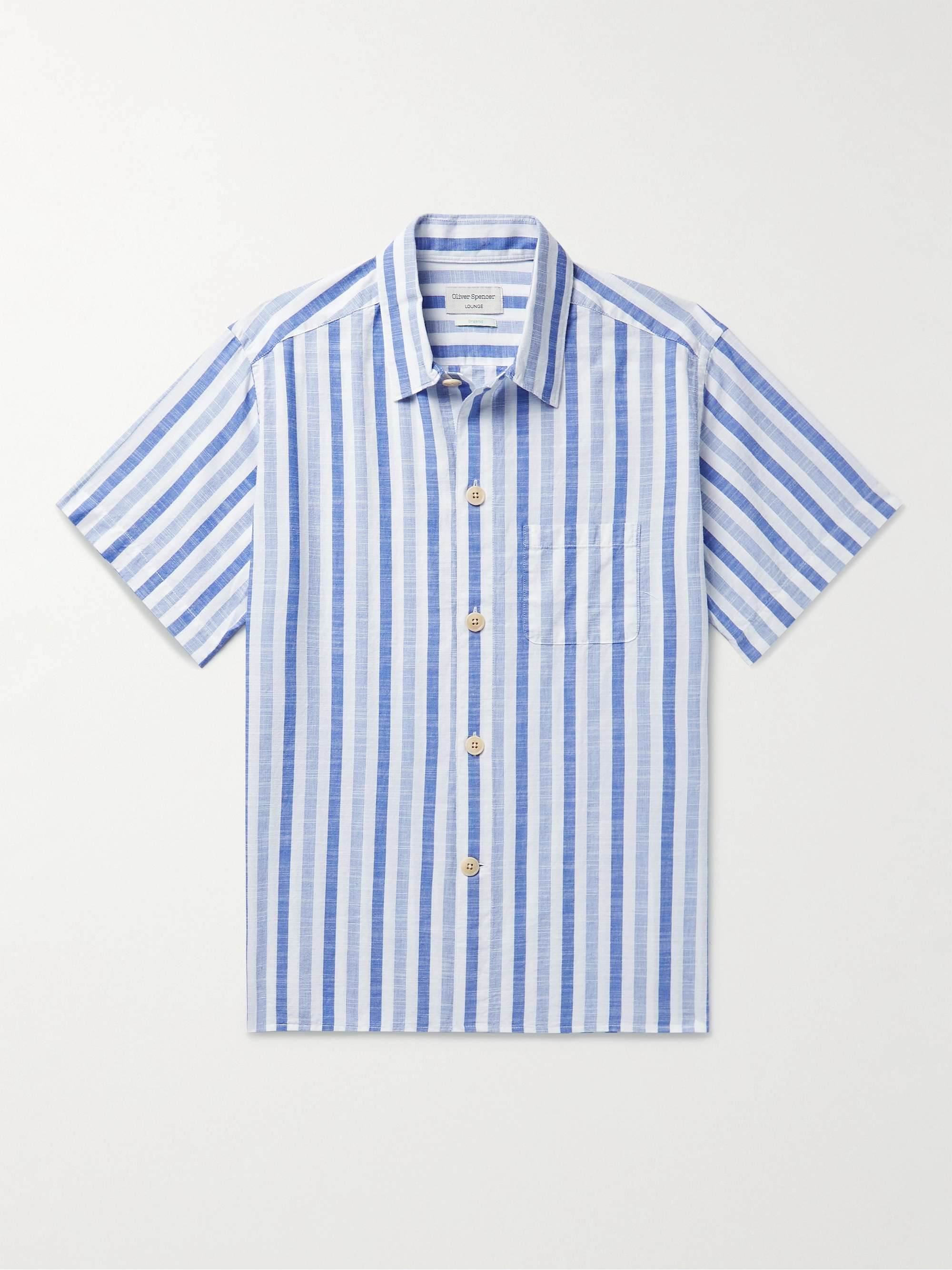 OLIVER SPENCER Striped Organic Cotton-Voile Pyjama Shirt