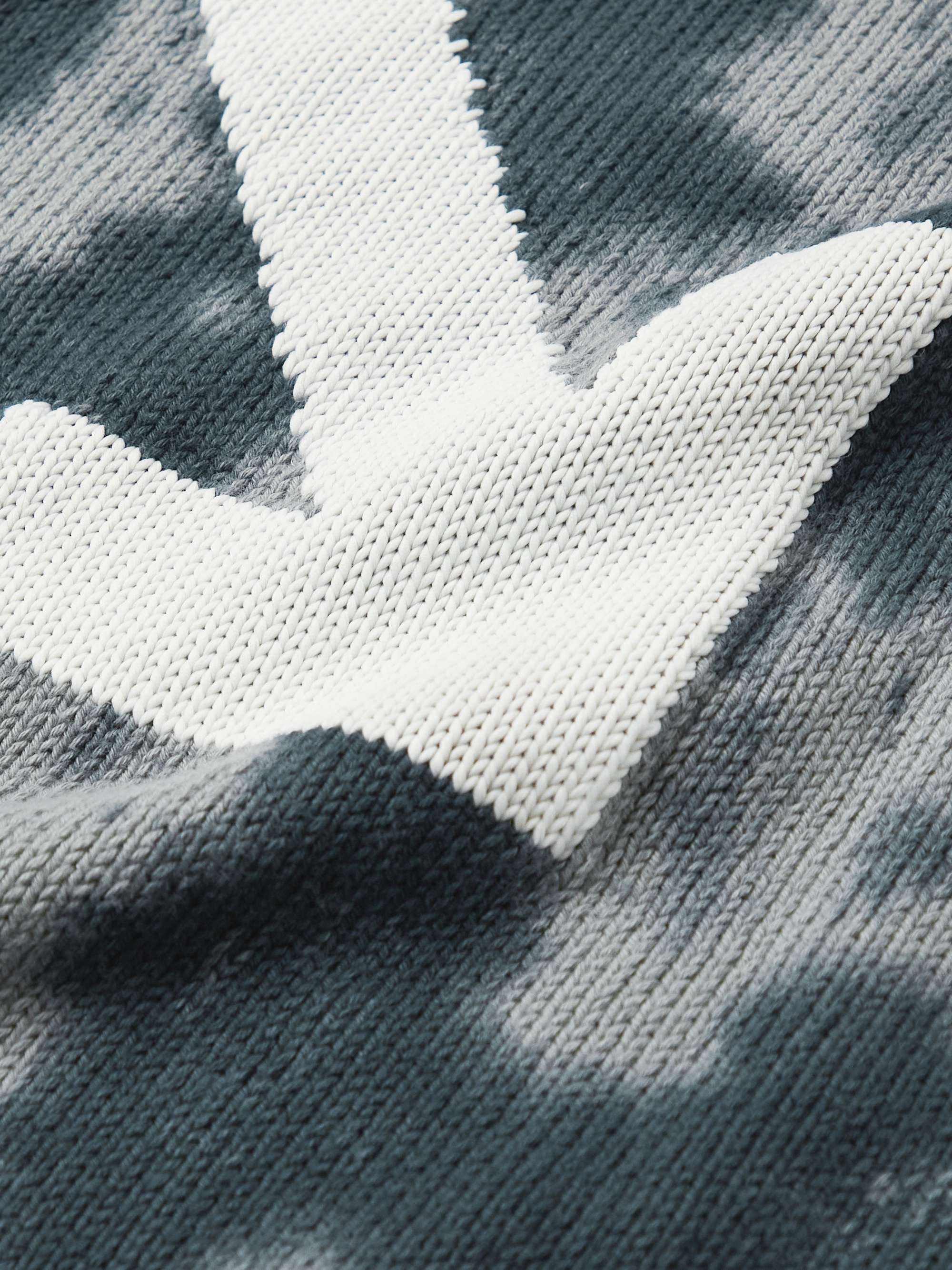 OFF-WHITE Logo-Intarsia Tie-Dyed Cotton-Blend Sweater