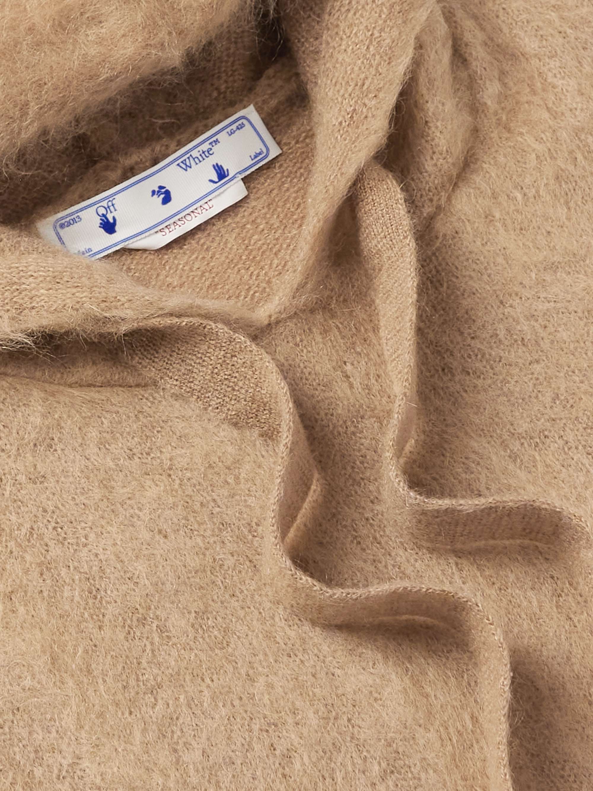 OFF-WHITE Logo-Embroidered Brushed Mohair-Blend Hoodie