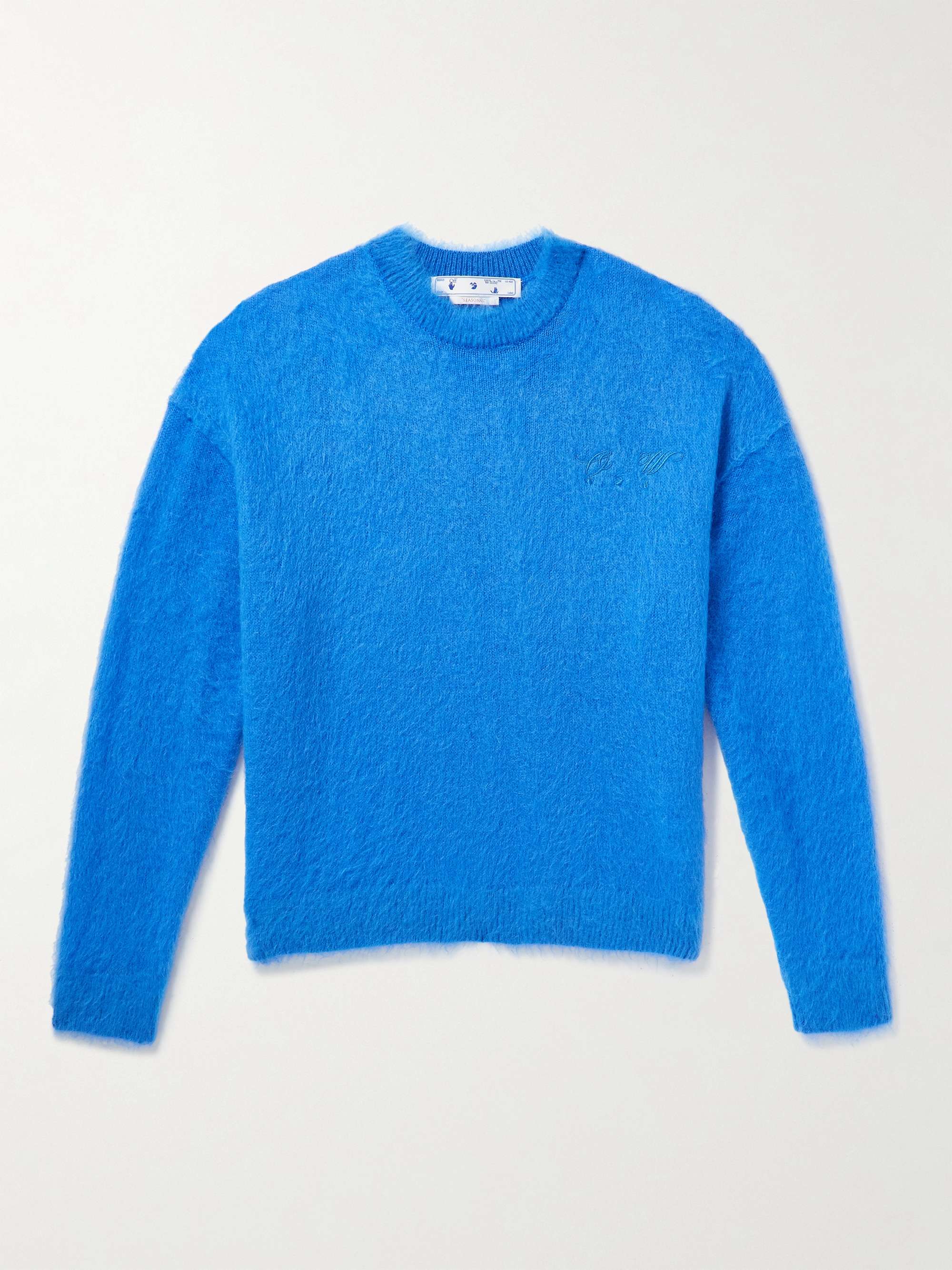 OFF-WHITE Logo-Print Brushed Mohair-Blend Sweater