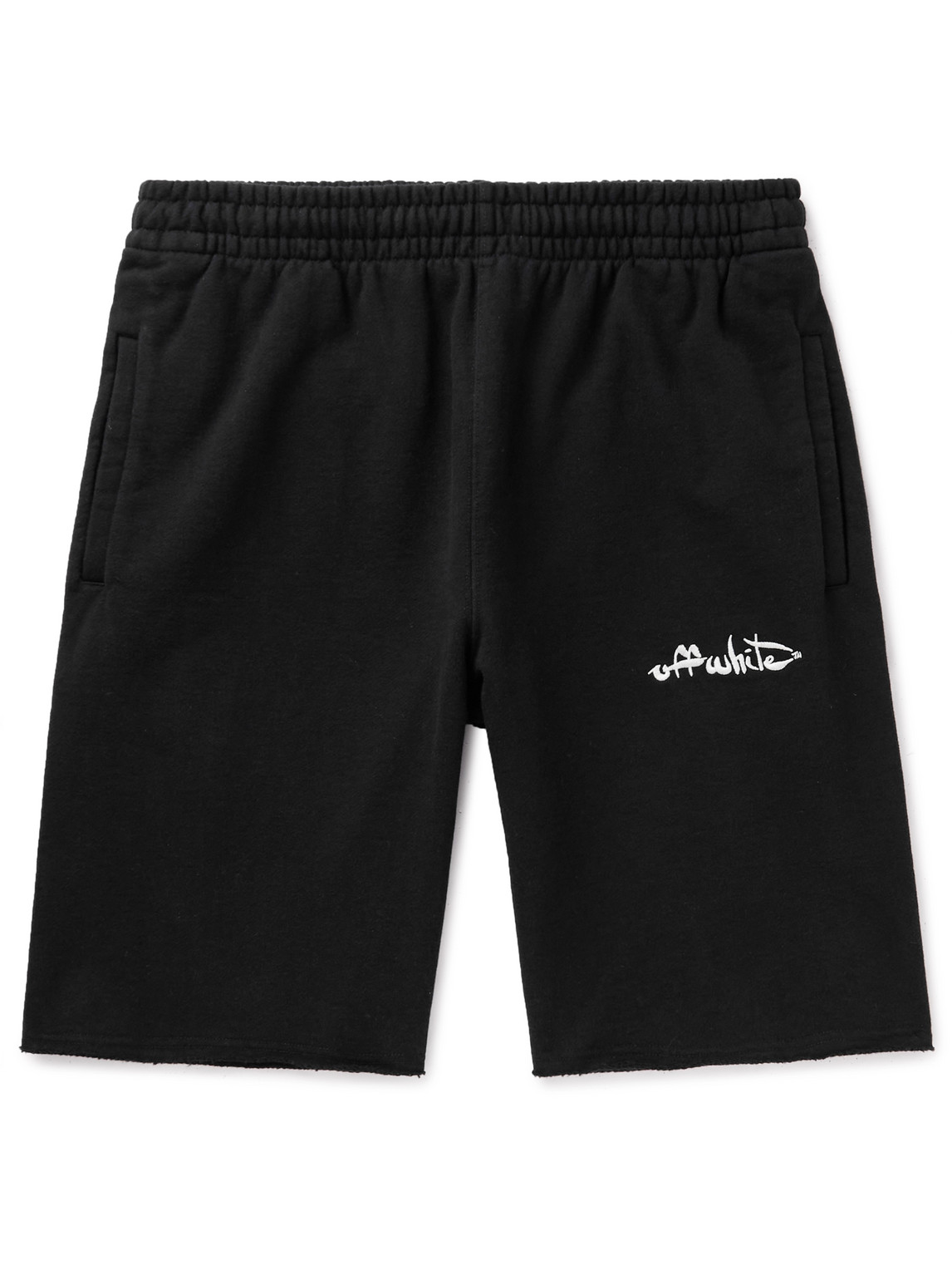 Off-White Straight-Leg Logo-Embroidered Cotton-Jersey Shorts