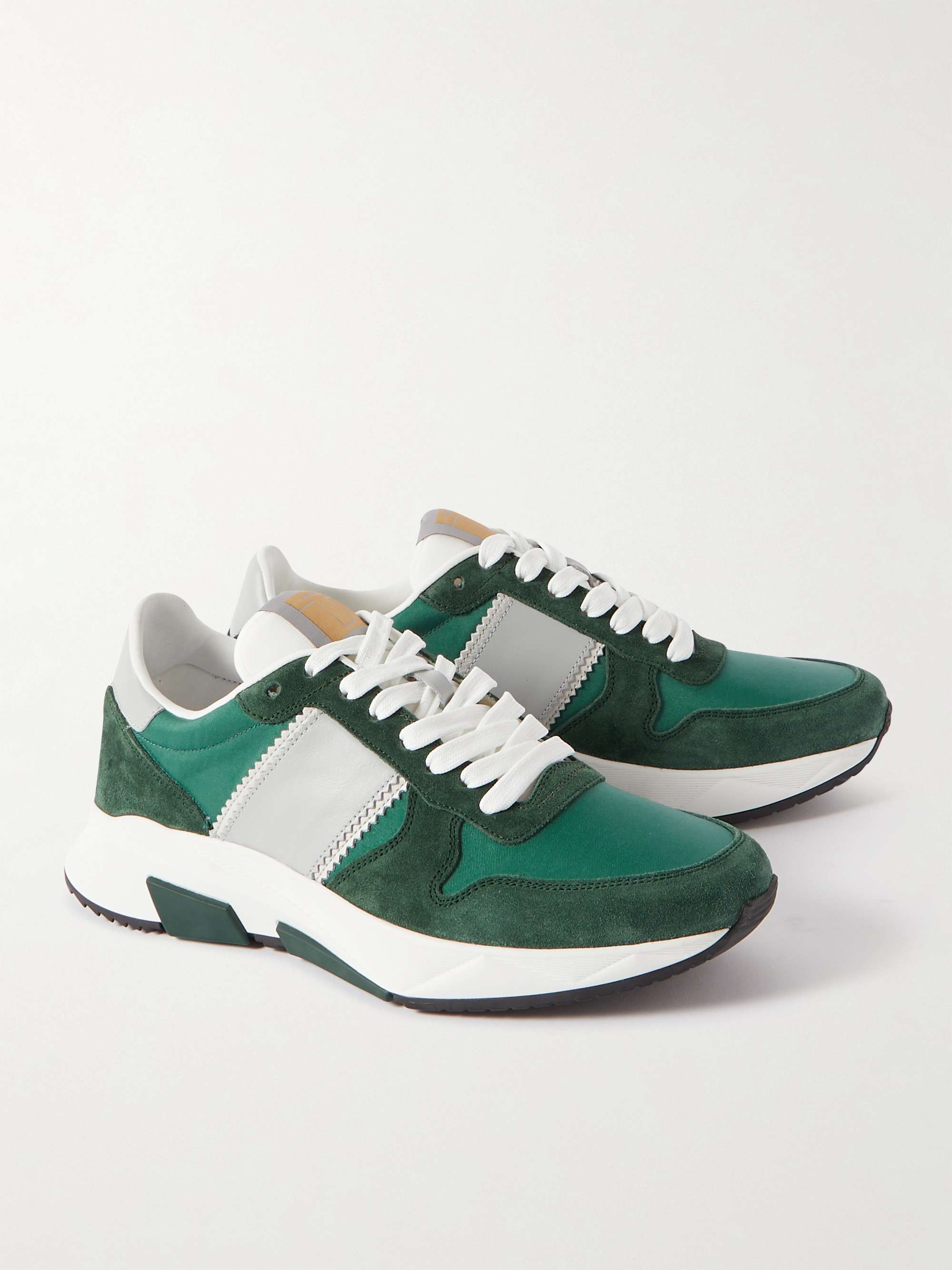 Green Jagga Leather-Trimmed Nylon and Suede Sneakers | TOM FORD | MR PORTER