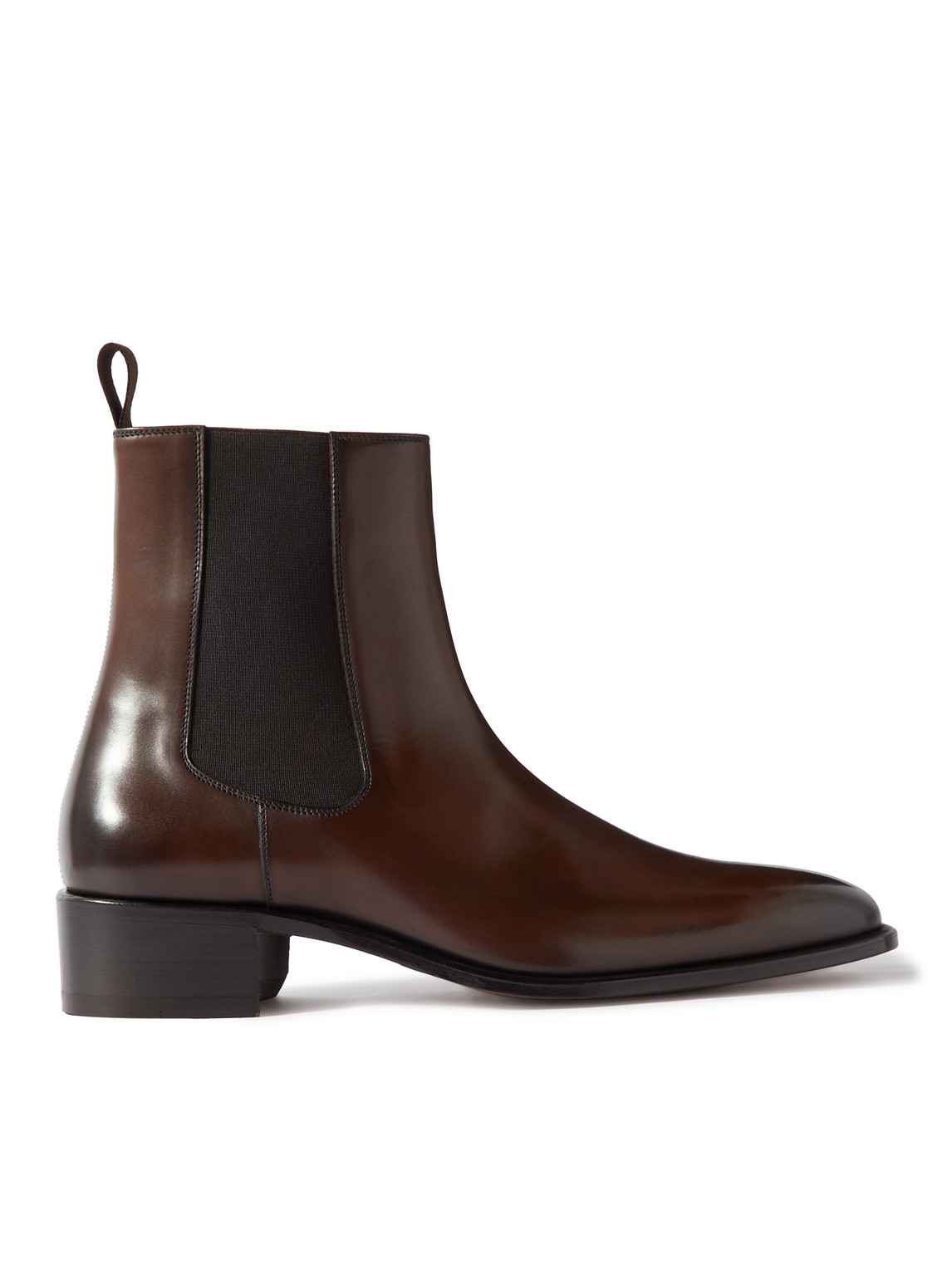 Tom Ford Men's Alec Burnished Leather Chelsea Boots In Bruno