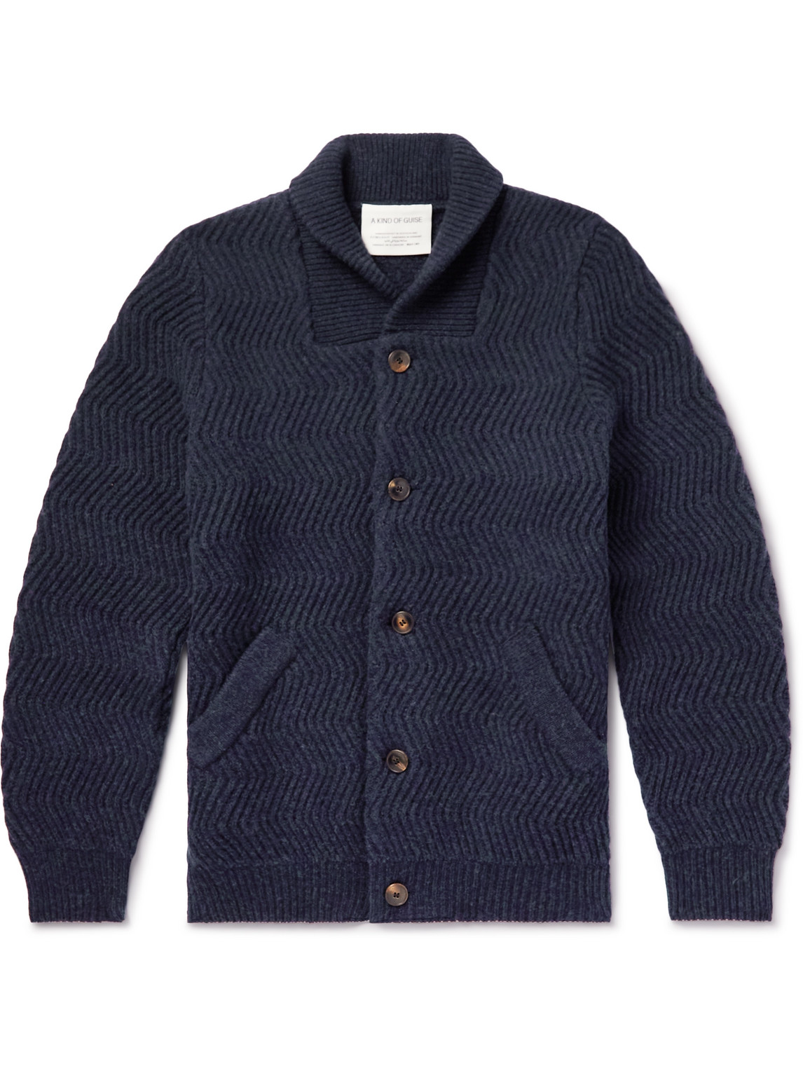 A Kind Of Guise Caribou Ribbed Wool Cardigan In Blue