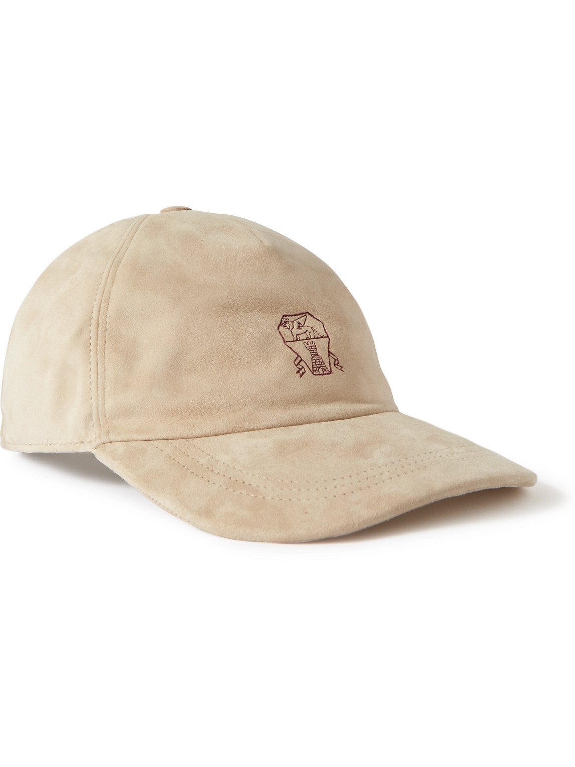 Brunello Cucinelli Logo-embroidered Suede Baseball Cap in Natural Womens Mens Accessories Mens Hats 