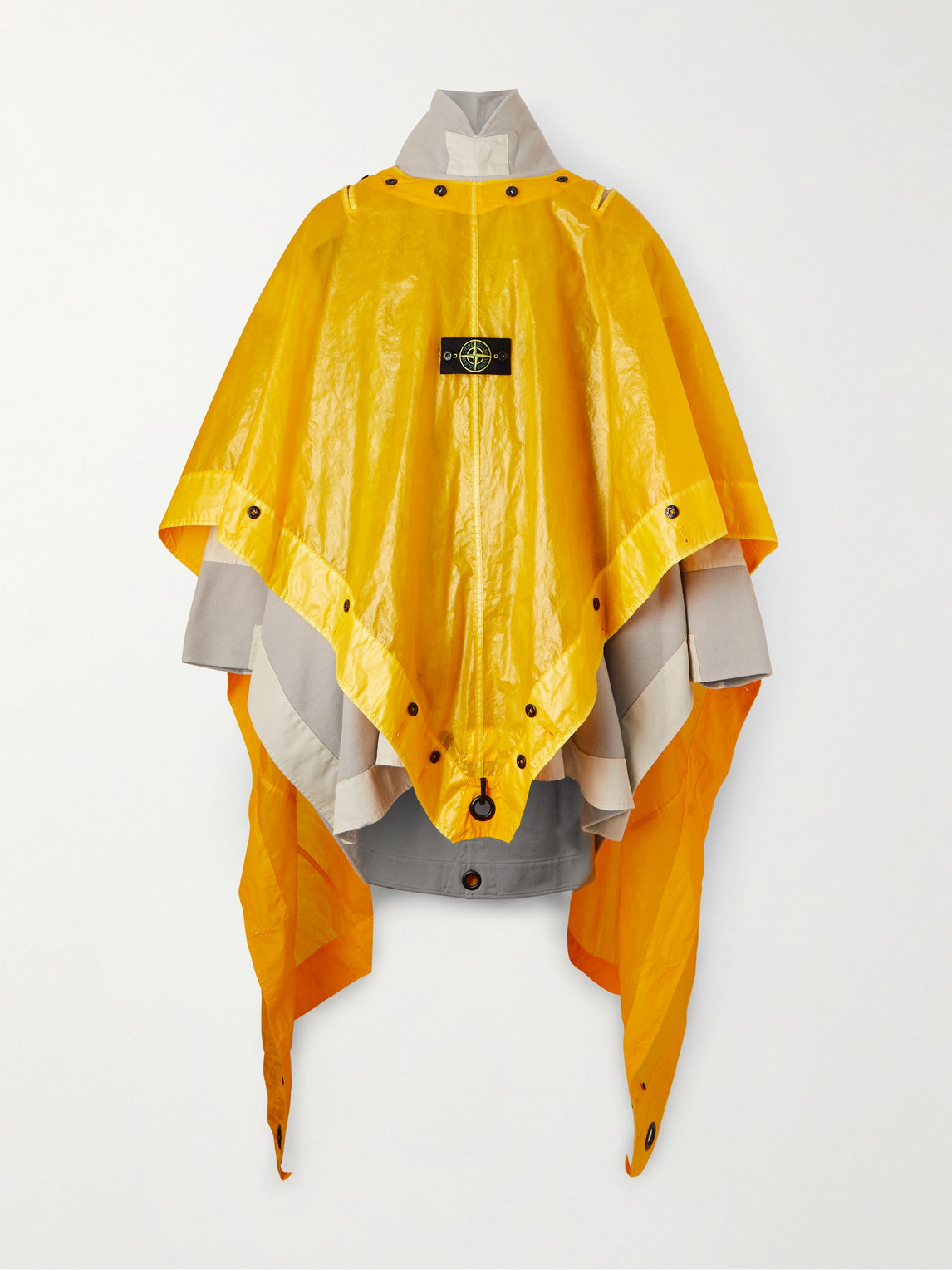 STONE ISLAND CONVERTIBLE LAYERED RIPSTOP AND WOOL-BLEND HOODED PONCHO