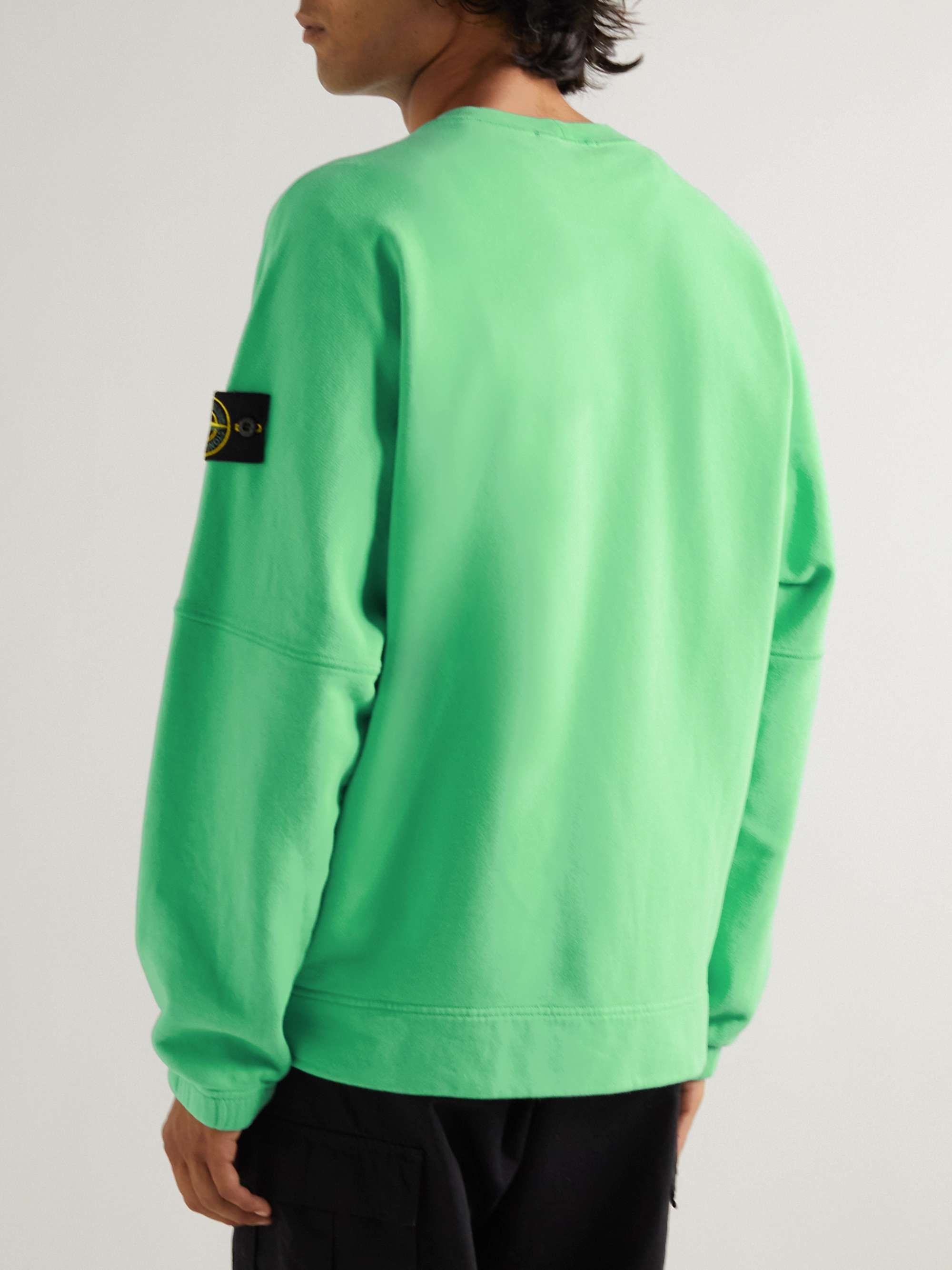 STONE ISLAND Logo-Appliquéd Dropped-Shoulder Cotton-Jersey Sweatshirt