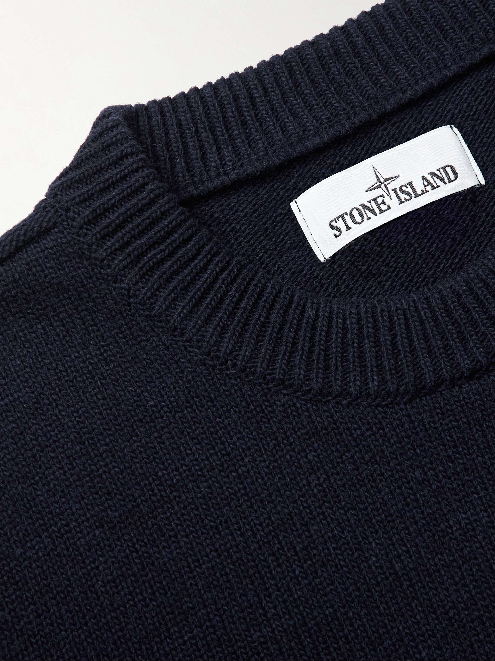 STONE ISLAND Logo-Appliquéd Wool-Blend Sweater
