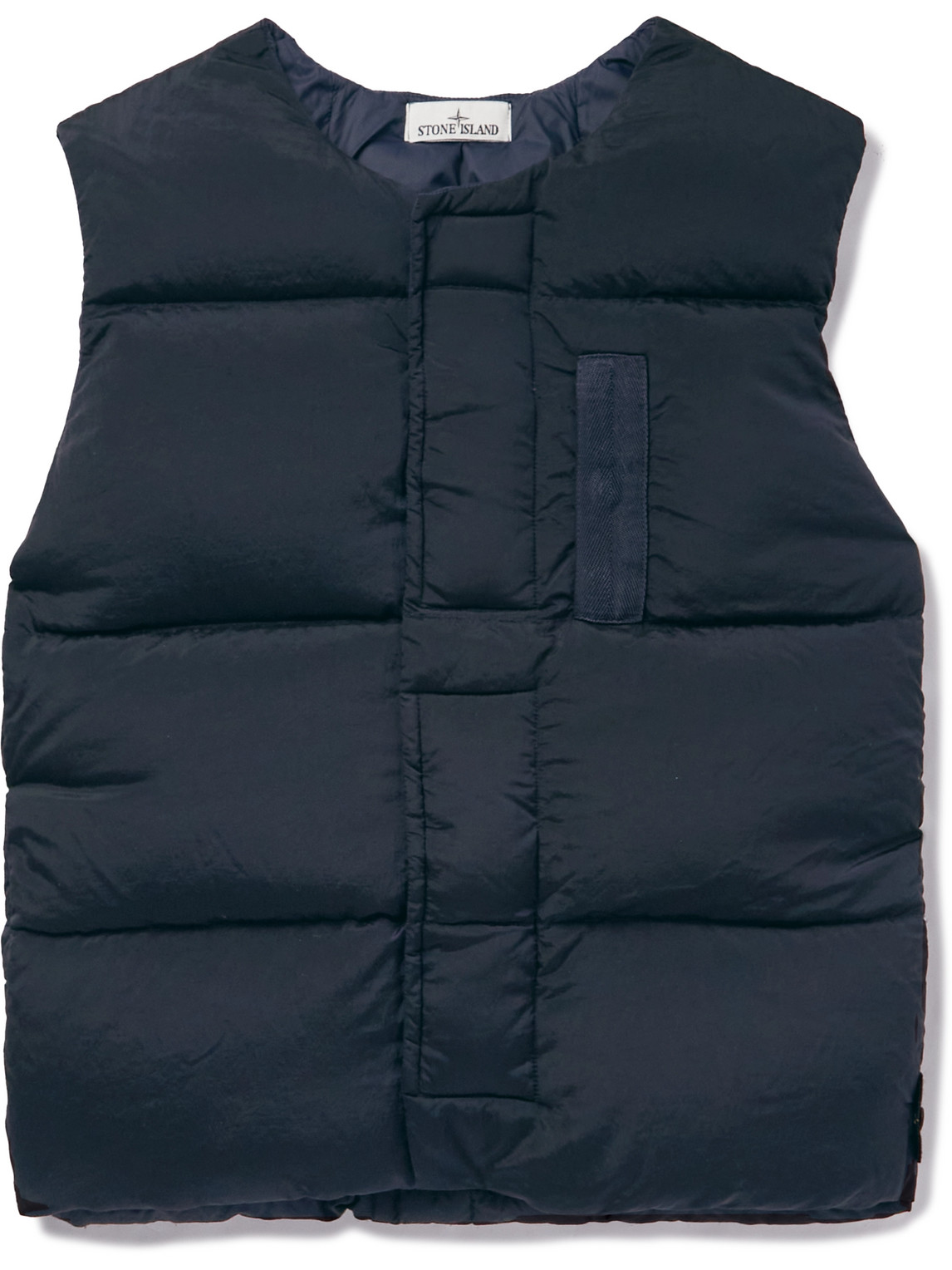 Stone Island Quilted Crinkled-shell Down Gilet In Blue