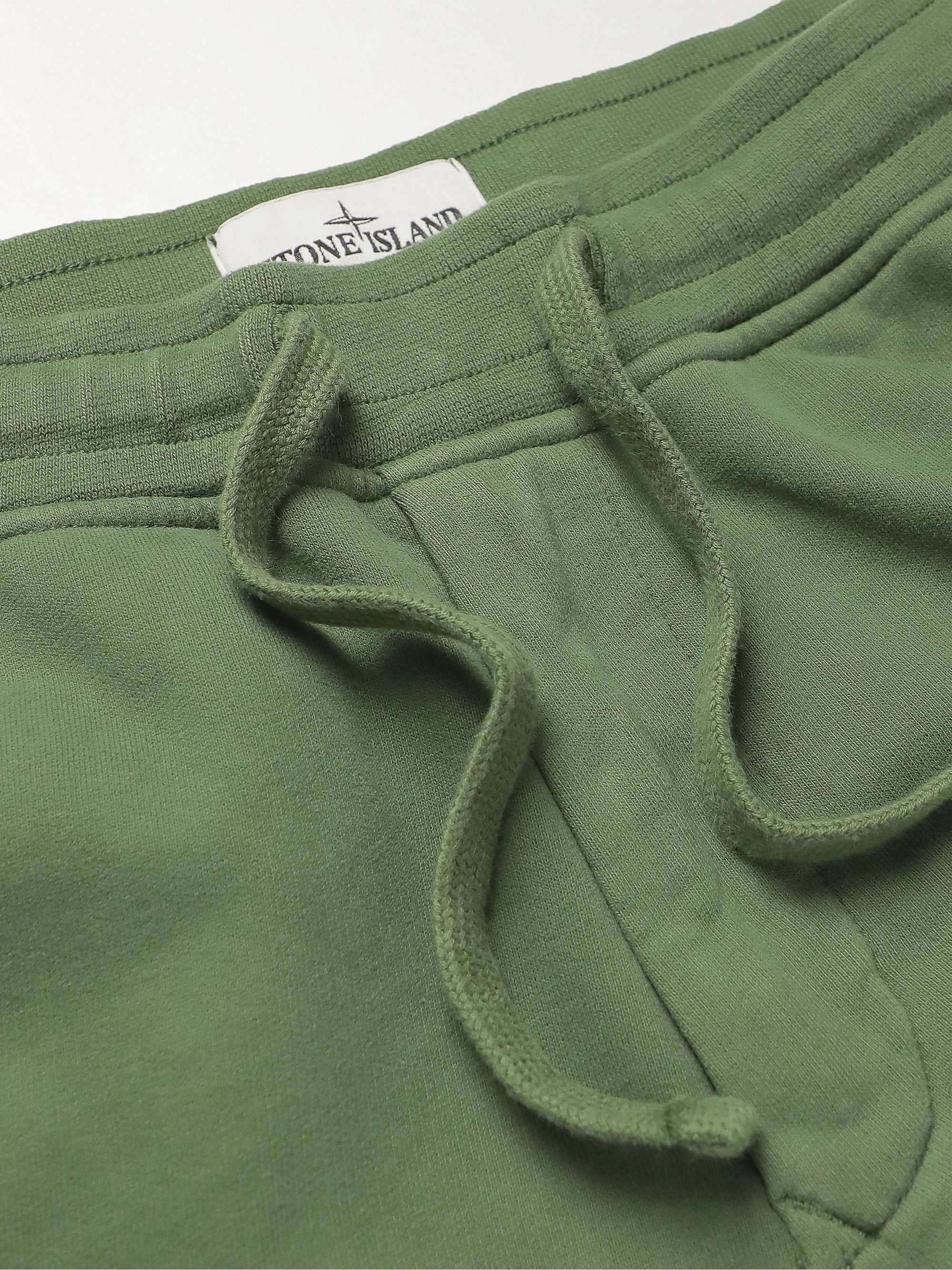 STONE ISLAND Slim-Fit Tapered Logo-Appliquéd Cotton-Jersey Sweatpants