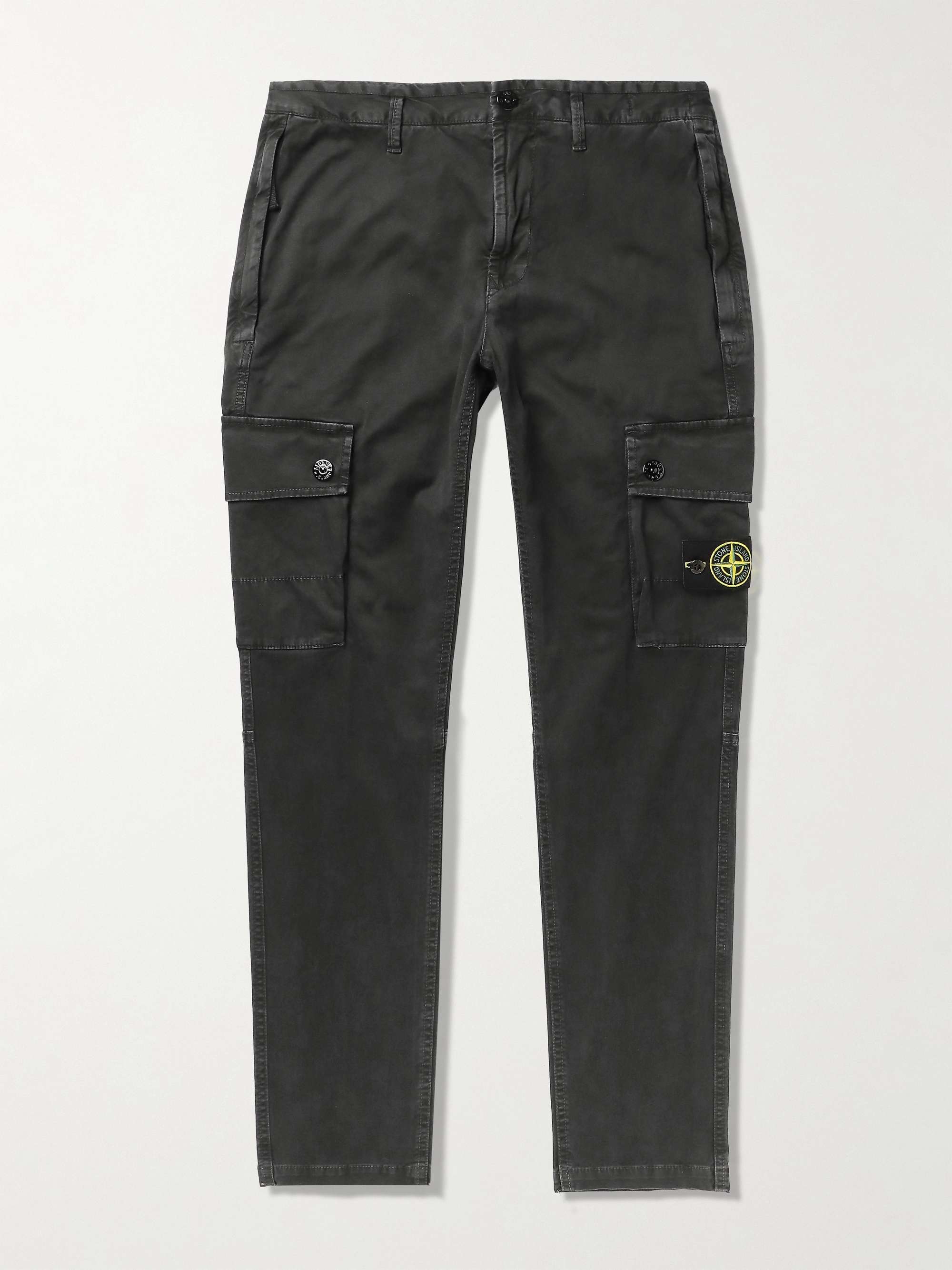 STONE ISLAND Slim-Fit Garment-Dyed Cotton-Blend Twill Cargo Trousers