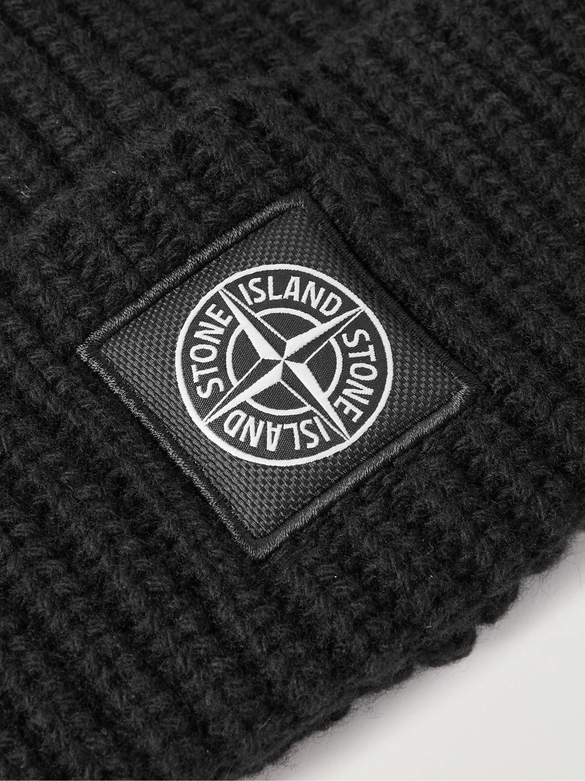 STONE ISLAND Logo-Appliquéd Ribbed Wool Beanie