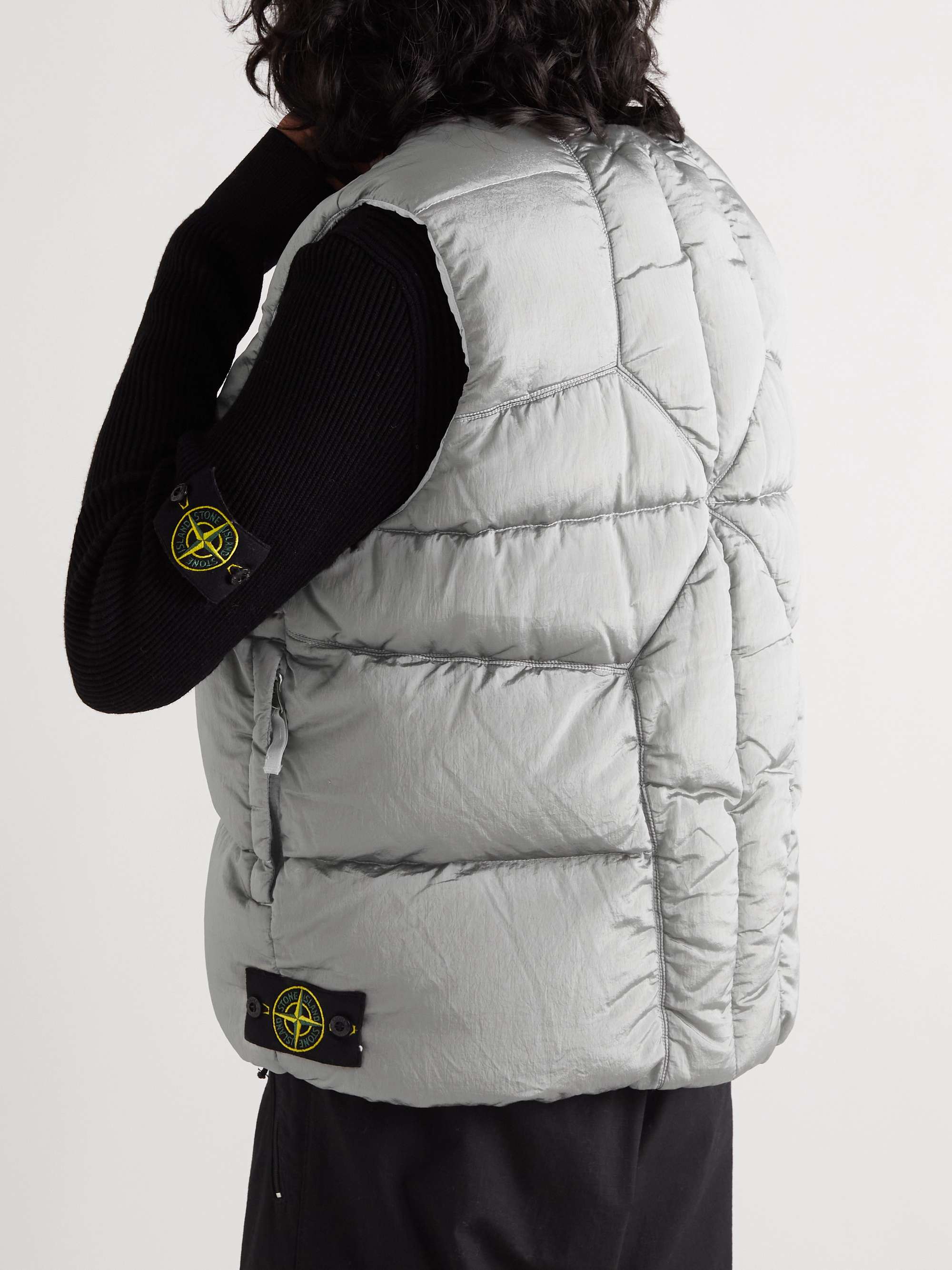 STONE ISLAND Quilted Crinkled-Shell Down Gilet
