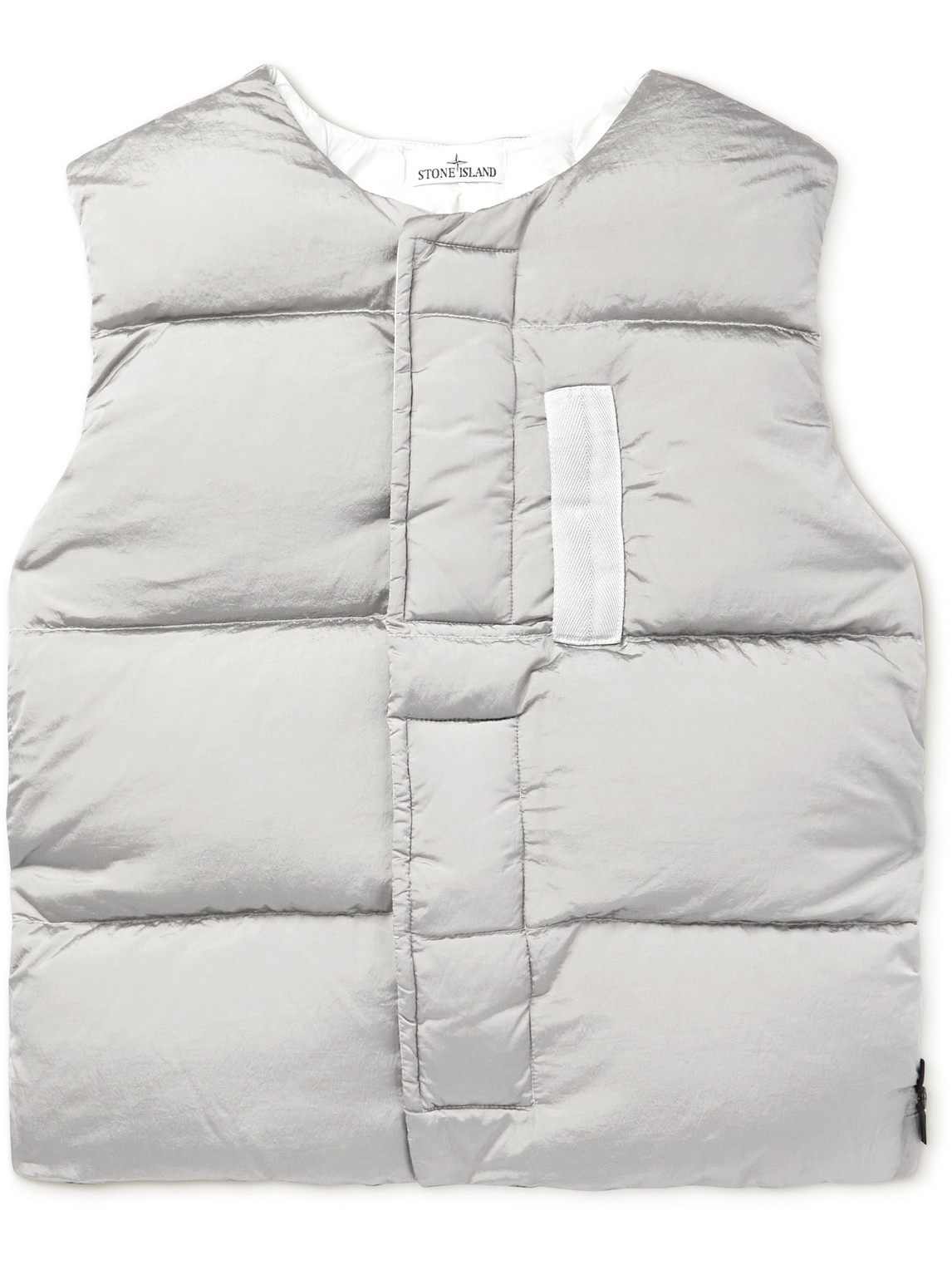 Stone Island Quilted Crinkled-shell Down Gilet In Gray