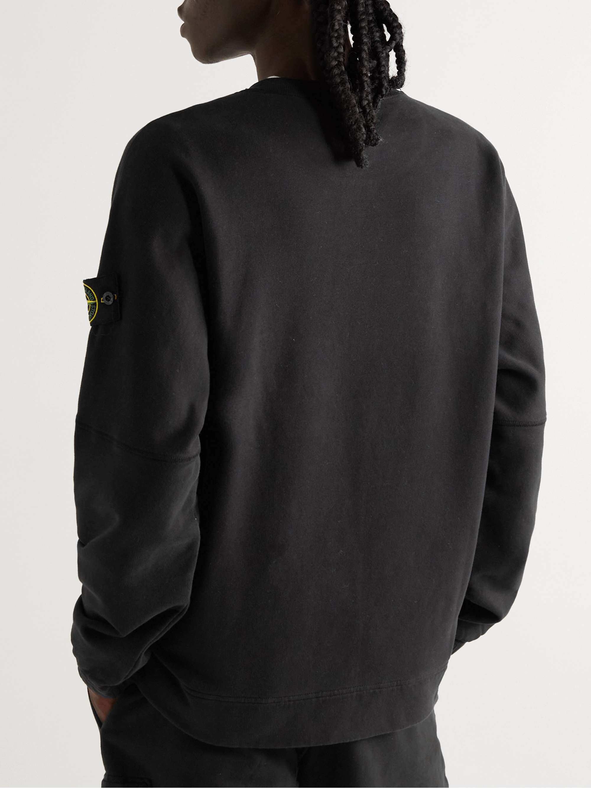 STONE ISLAND Logo-Appliquéd Dropped-Shoulder Cotton-Jersey Sweatshirt