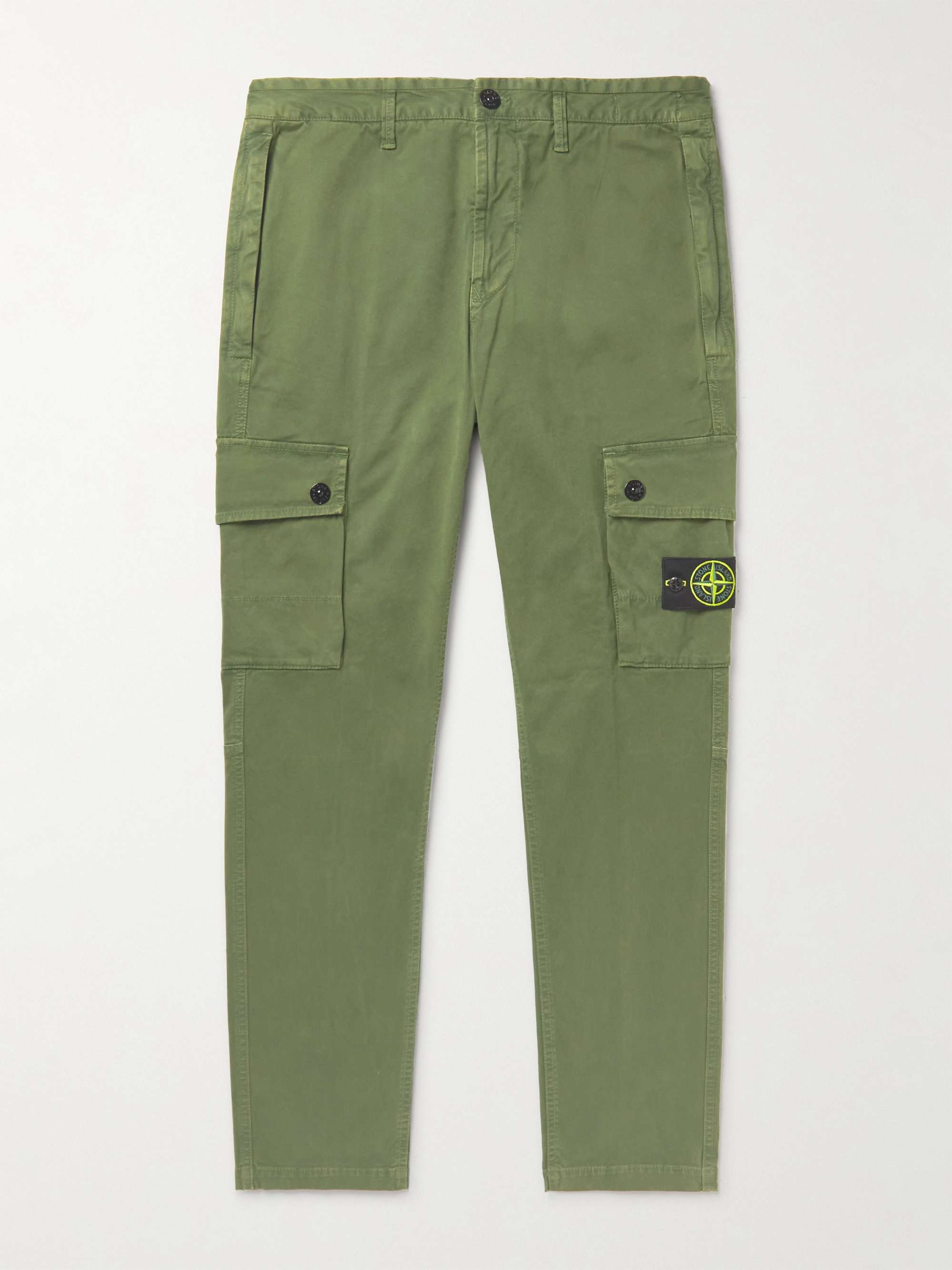 STONE ISLAND Slim-Fit Garment-Dyed Cotton-Blend Twill Cargo Trousers