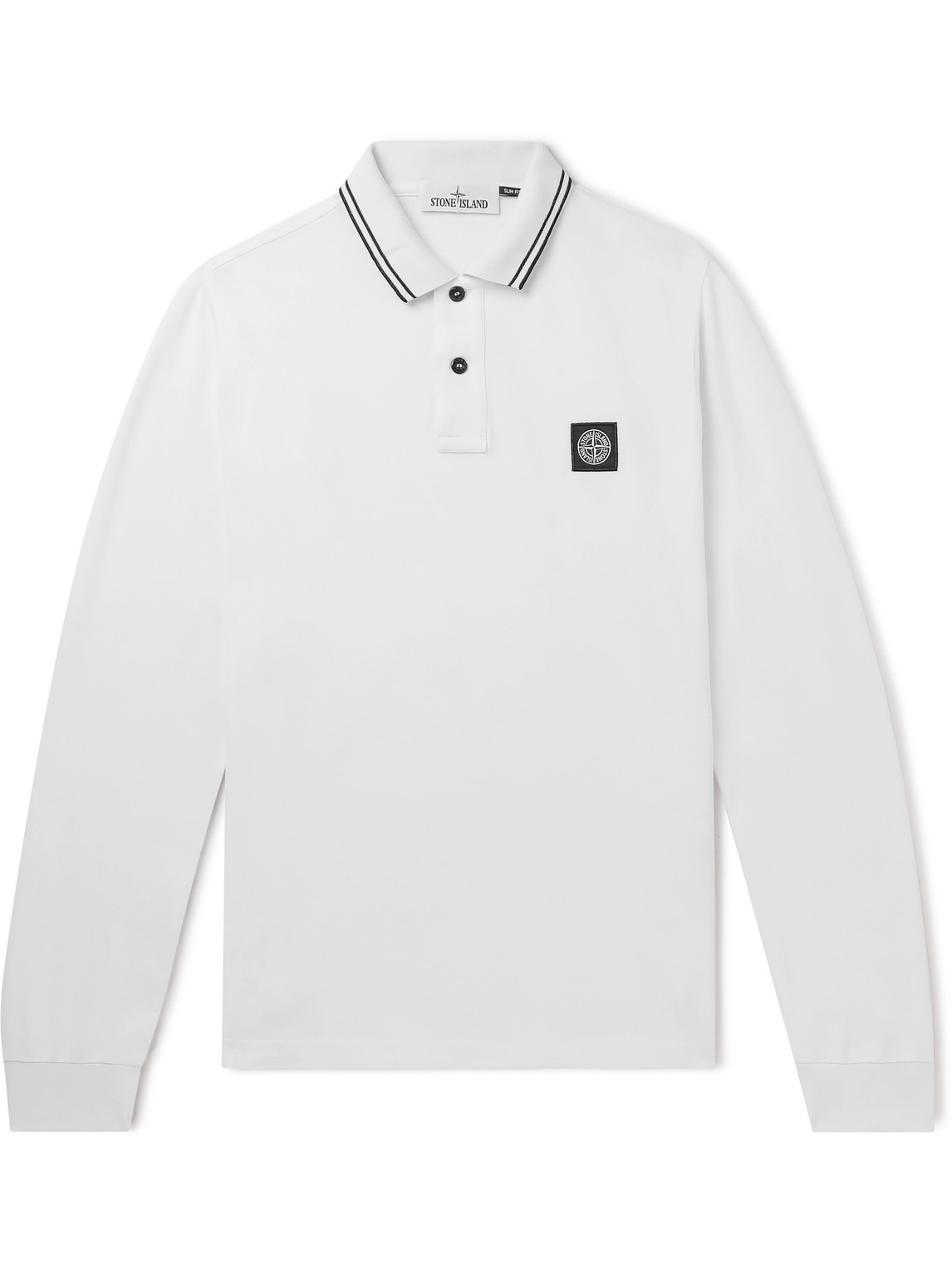 Stone Island Slim-fit Logo-appliquéd Stretch-cotton Piqué Polo Shirt In ...