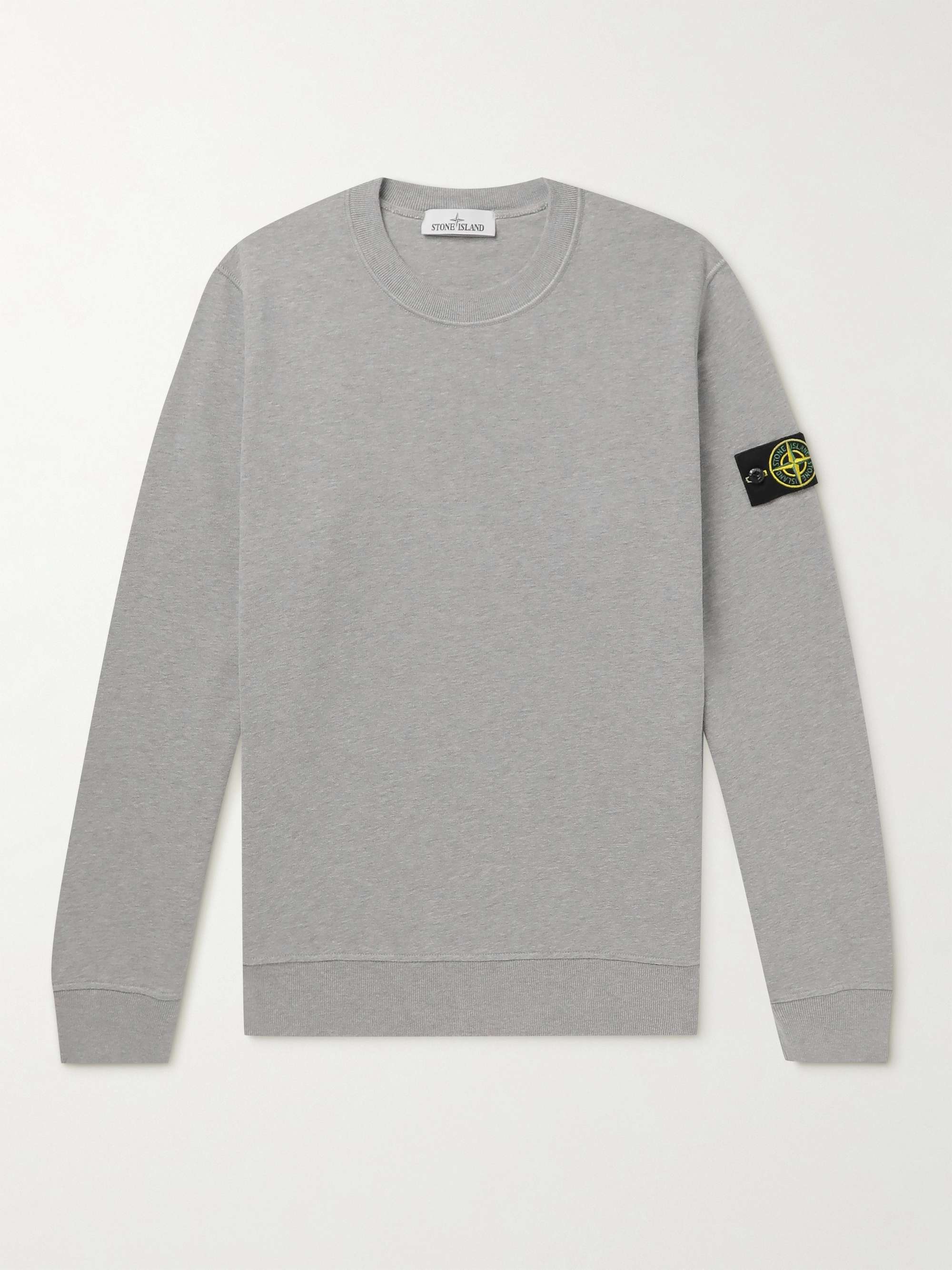 STONE ISLAND Logo-Appliquéd Cotton-Jersey Sweatshirt