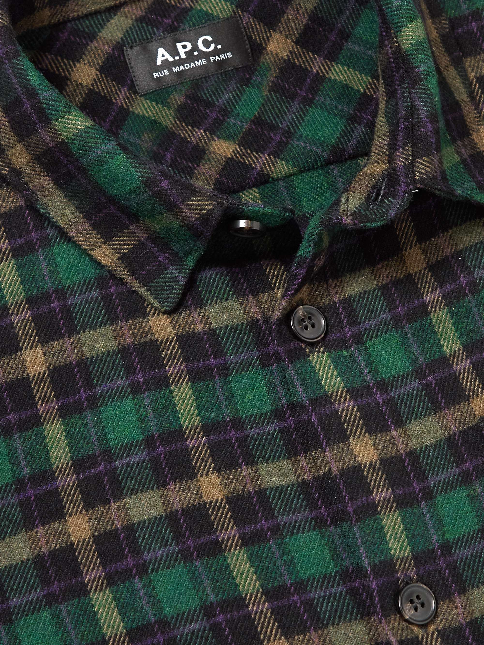 A.P.C. Checked Cotton-Blend Flannel Overshirt