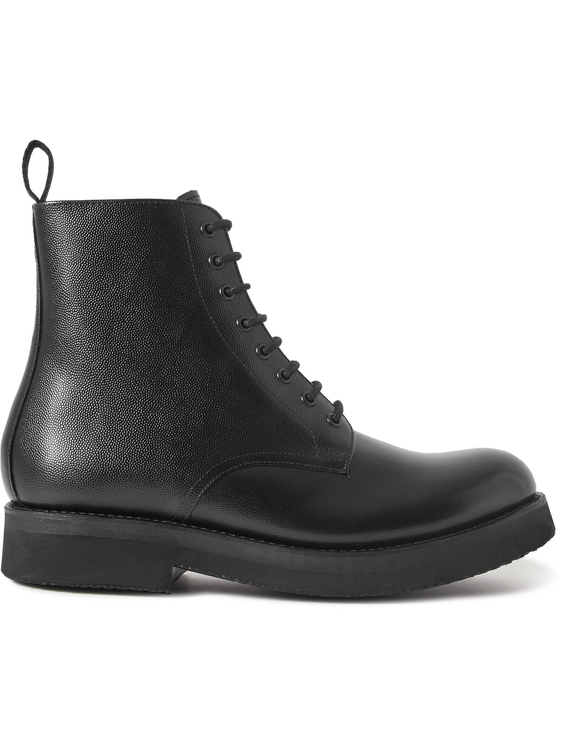 Grenson Dudley Pebble-grain Leather Boots In Black